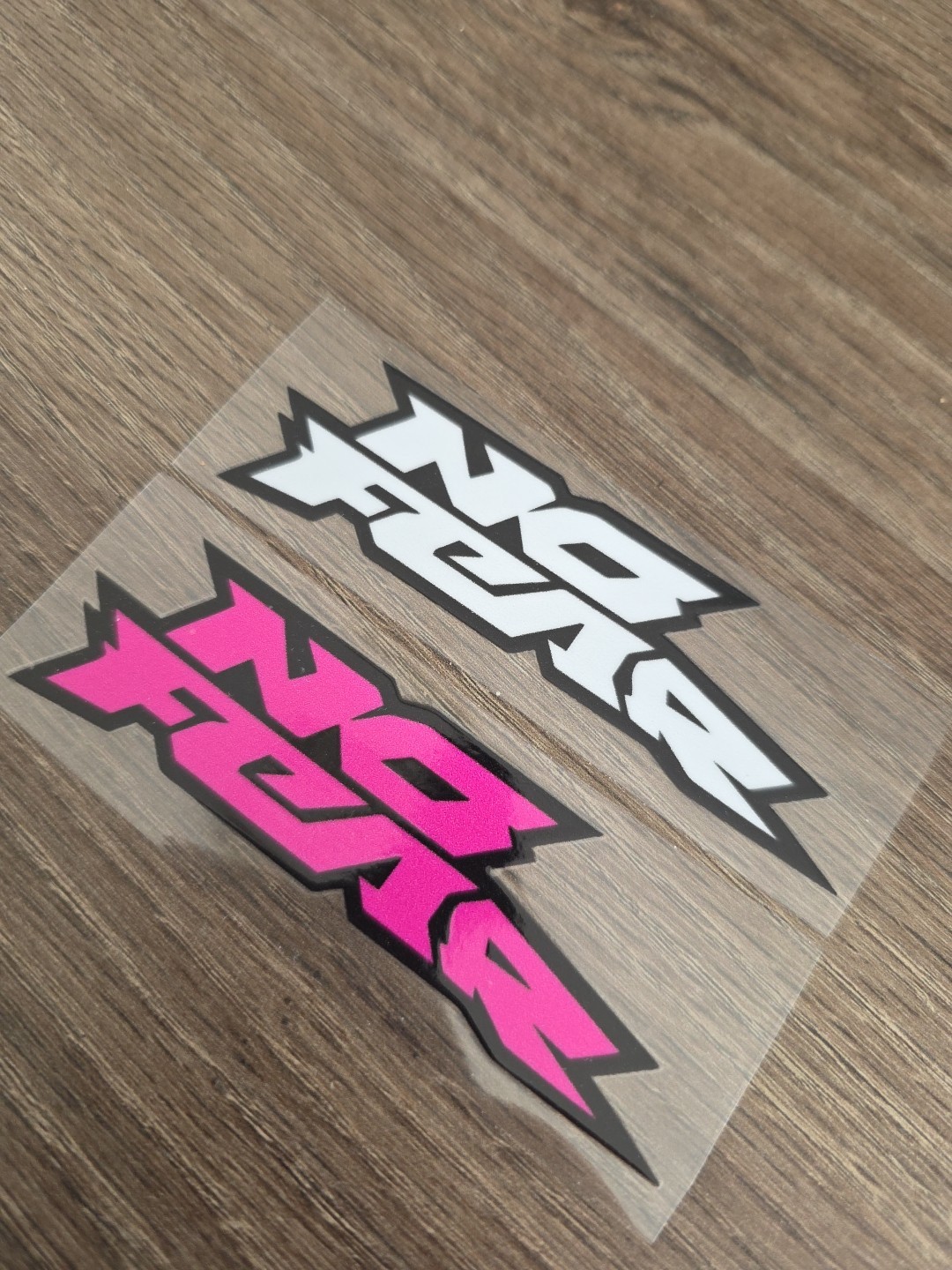 2X NO FEAR Wht/Blk And Pnk/Blk Outlined Raised UV DTF Decal STICKER 4in