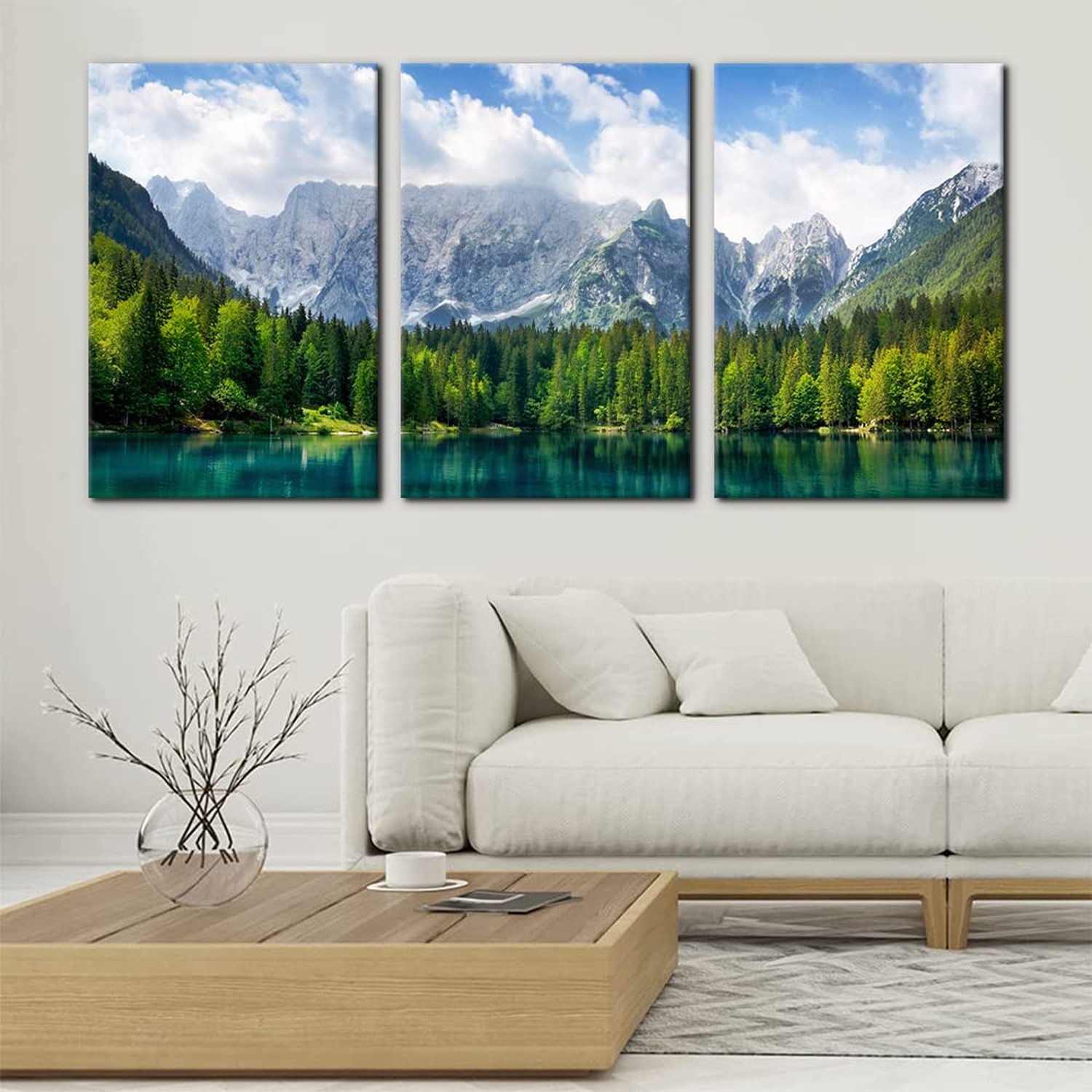 3 Pieces Nature Scenery Wall Art Decor Beautiful Landscape with Turquoise Lak…