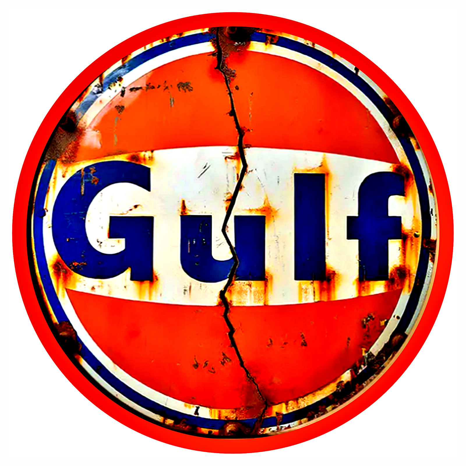 Gulf Oil Sign Decal Sticker -.Gulf Oil 50's, 60's Vintage Replica Gulf Girl