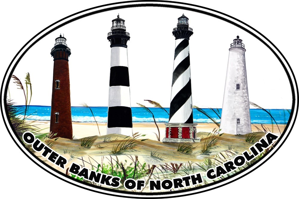 Outer Banks Lighthouses Oval Vinyl Decal Sticker for Car/Truck Laptop or Phone