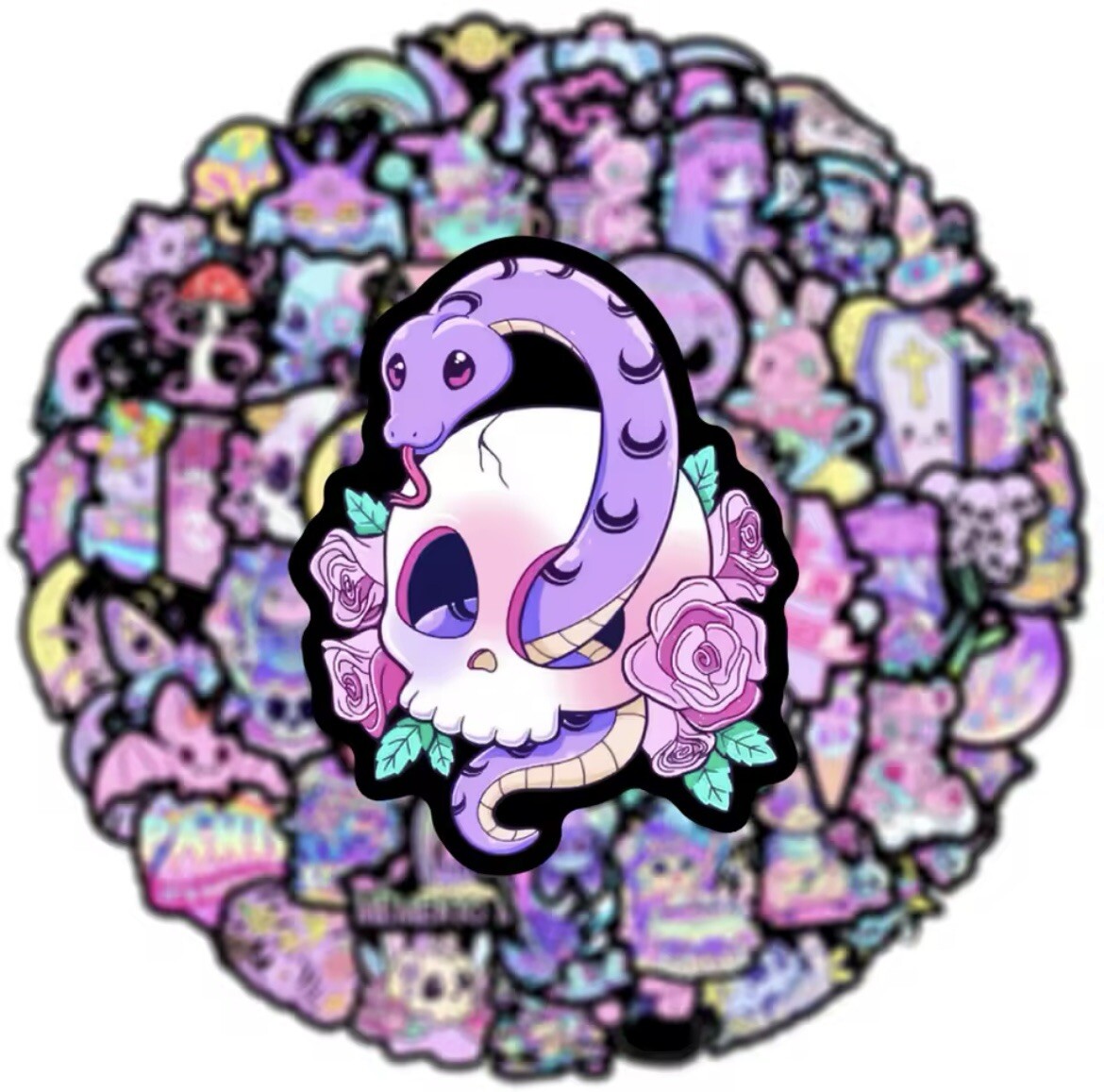 Cute Gothic Stickers 50pk Mixed Pastel Cute Goth Pink Fun Stickers