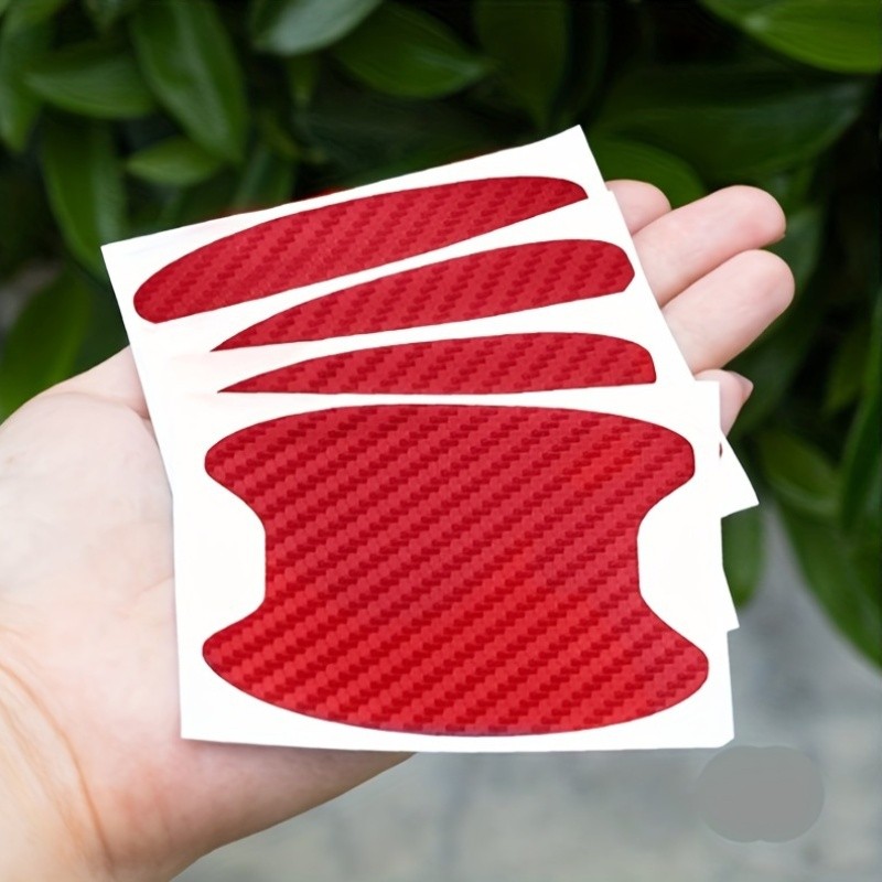 Black White Carbon Fiber Door Sticker（16PCS）- 4 Blue + 4 Red + 4 Black + 4 White