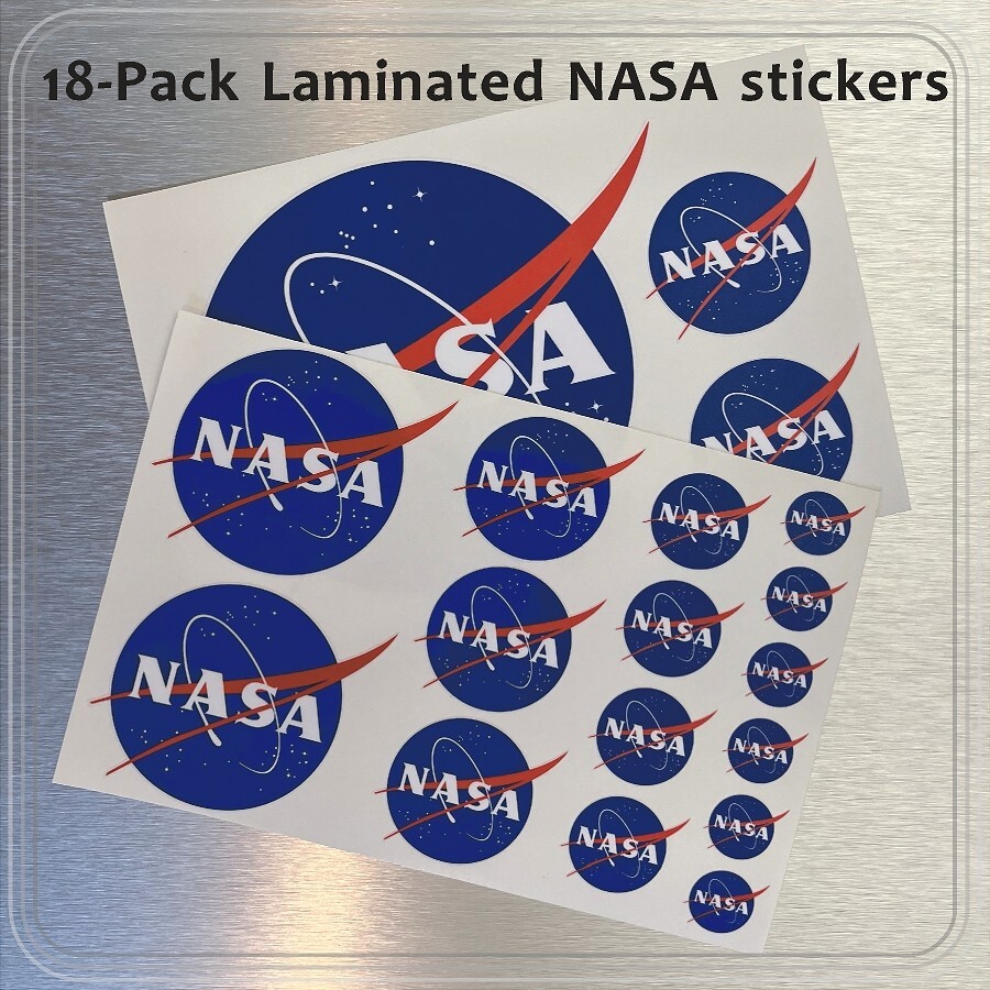 18 Pack NASA Laminated High Quality Stickers for Laptop, Window or Smooth Surfac