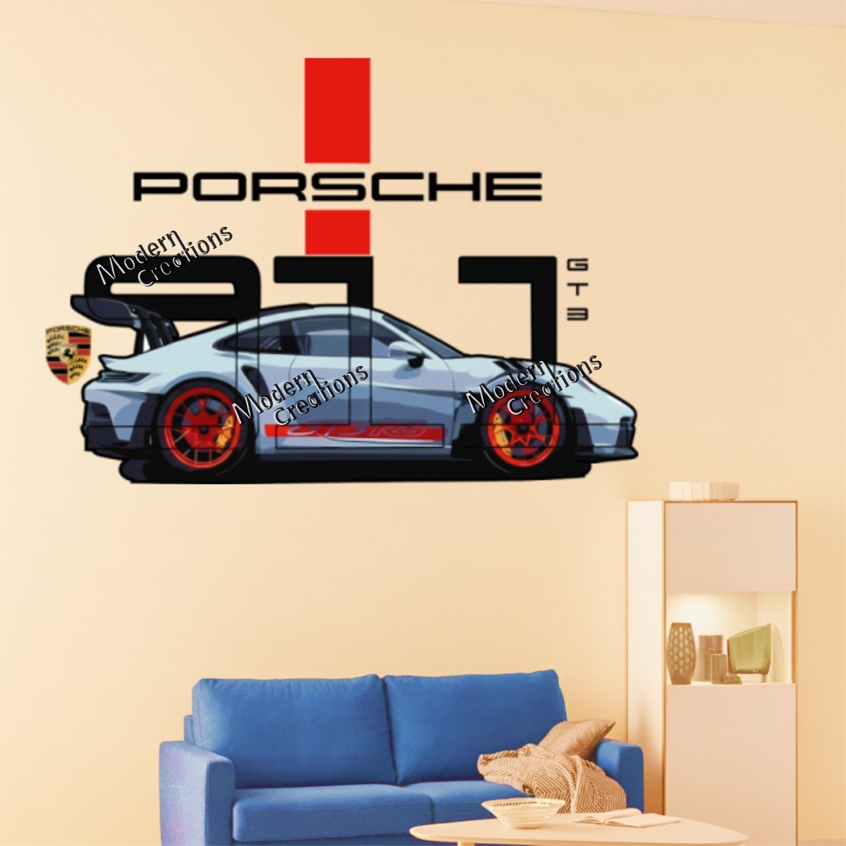 Porsche GT3 Racing Car Wall Sticker Sports car Auto Vinyl Decal Home Room Decor
