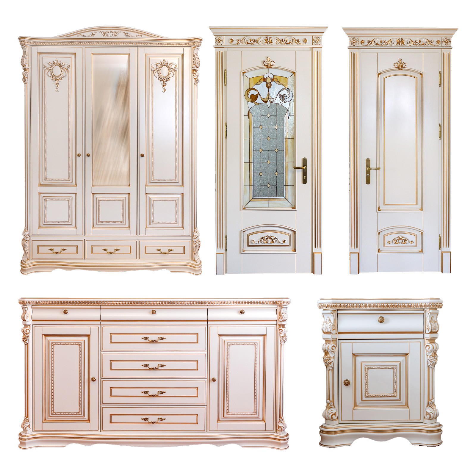 4pcs Rose Shape Wood Appliques for Furniture, 10.5cm Length