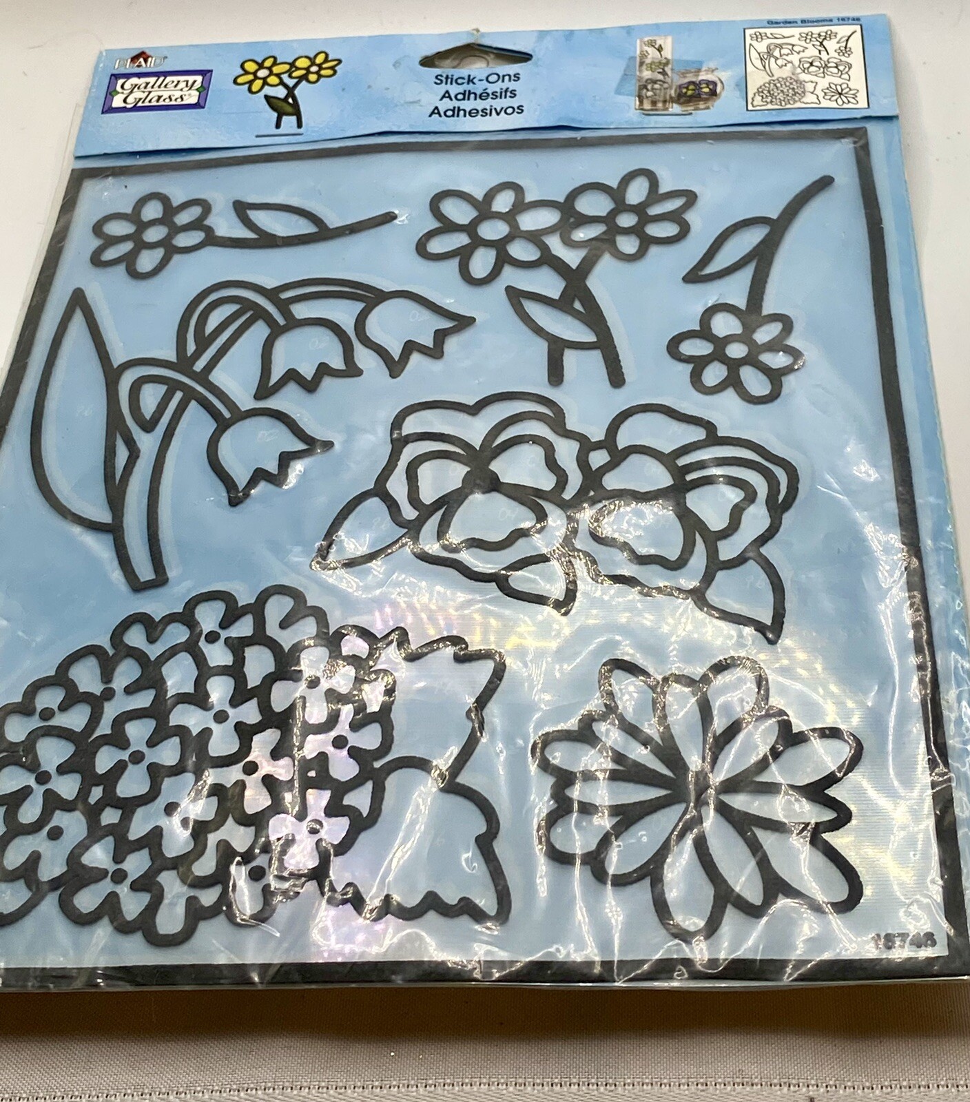 Flowers Plaid Gallery Stained Glass Stick Ons Adhesives Jar Decoration Windows