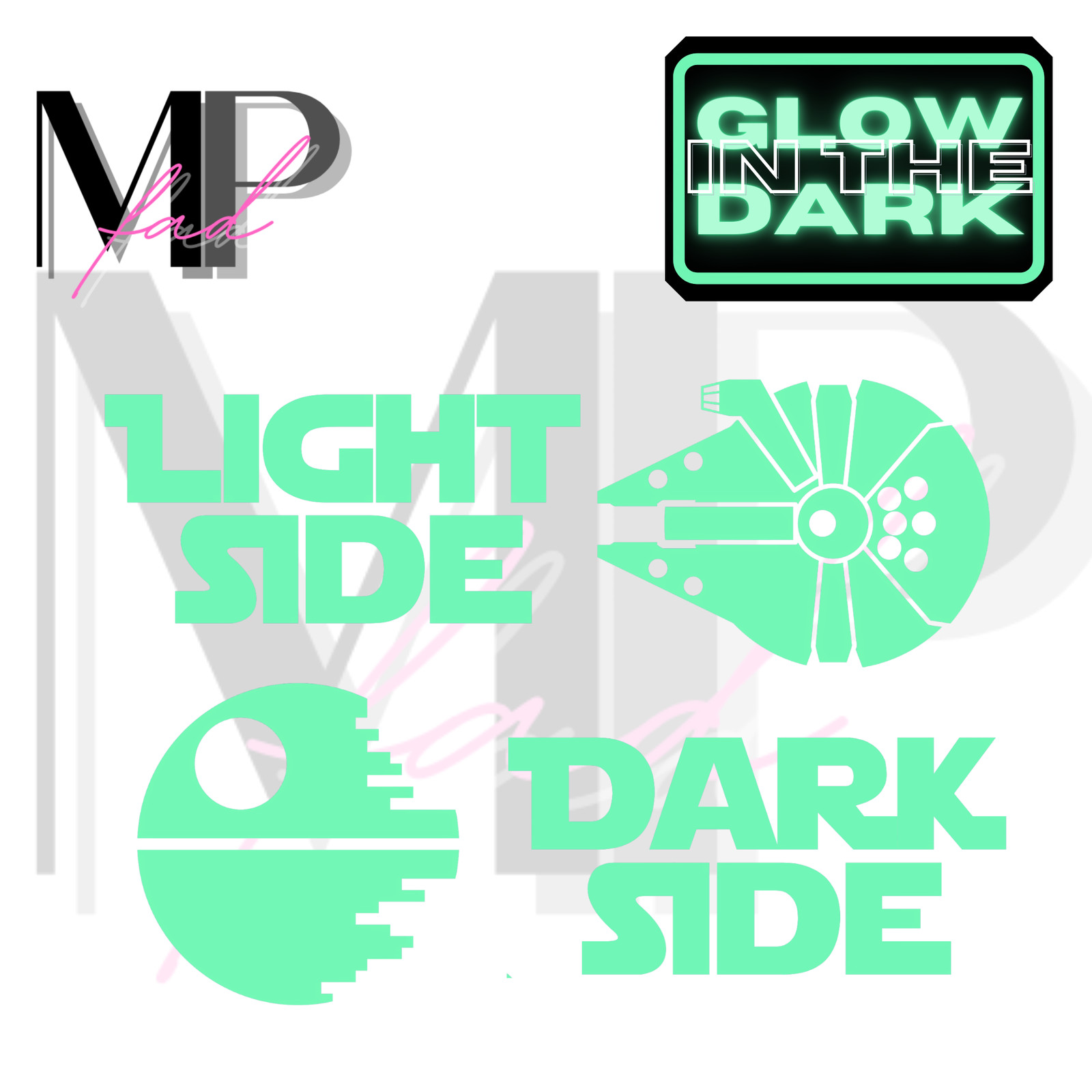 Star Wars LIGHT Switch Decal DARK SIDE Vinyl DEATH STAR FALCON GLOW-IN-THE-DARK