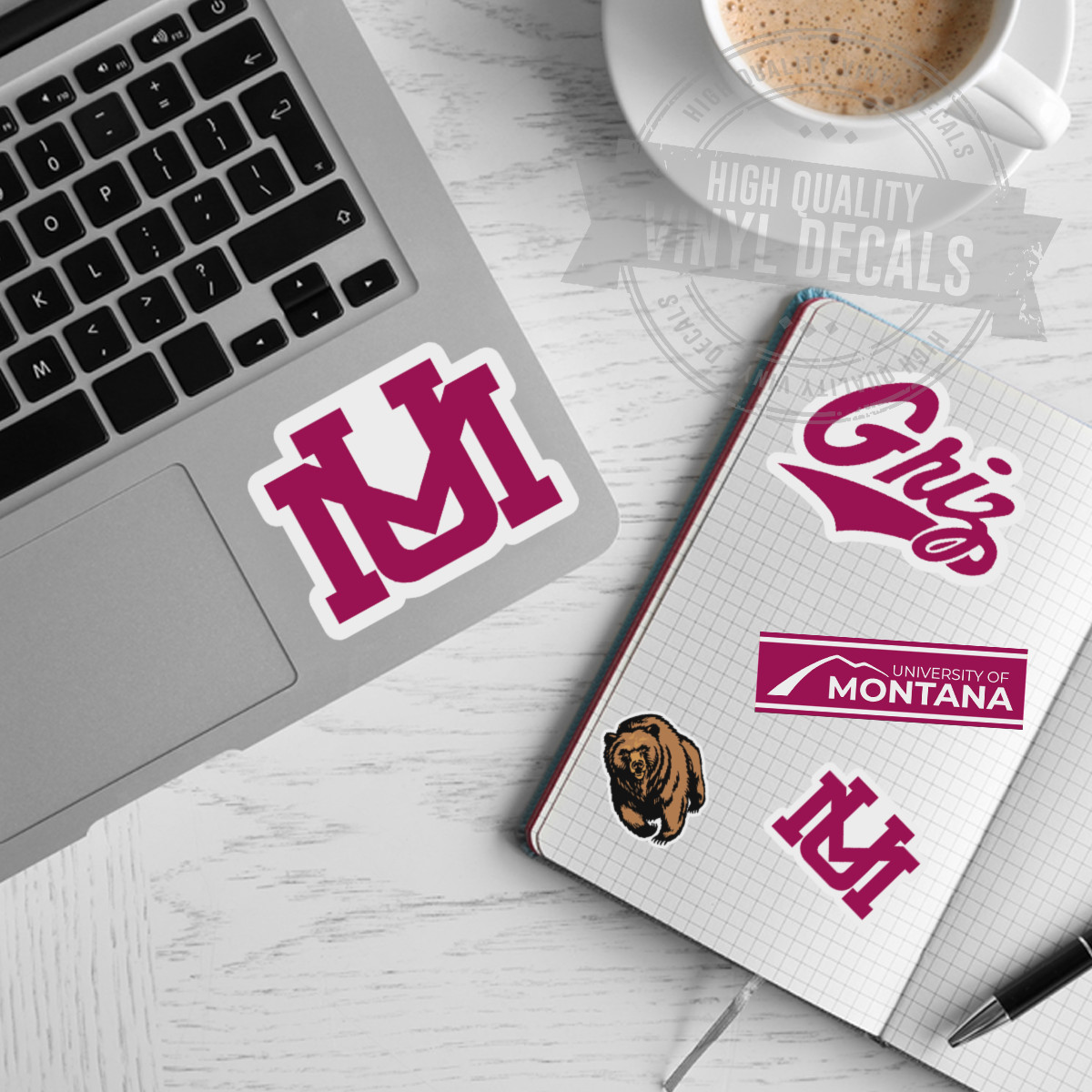 University of Montana NCAA Griz High Quality A4 Printed Vinyl Decal Sticker Kit