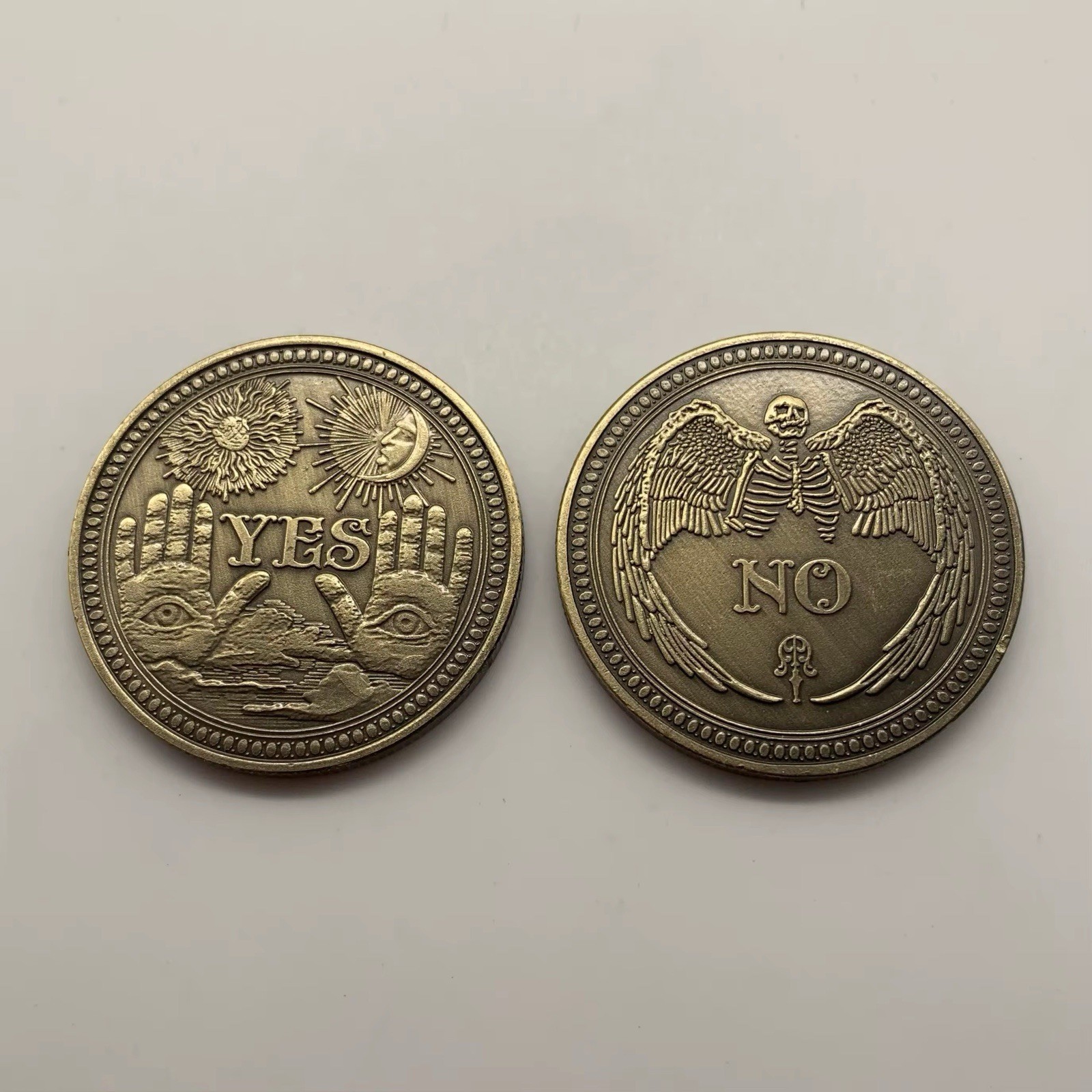 Bronze Novelty Yes or No Decision Coin Ouija Mystical Souvenir Free Shipping!