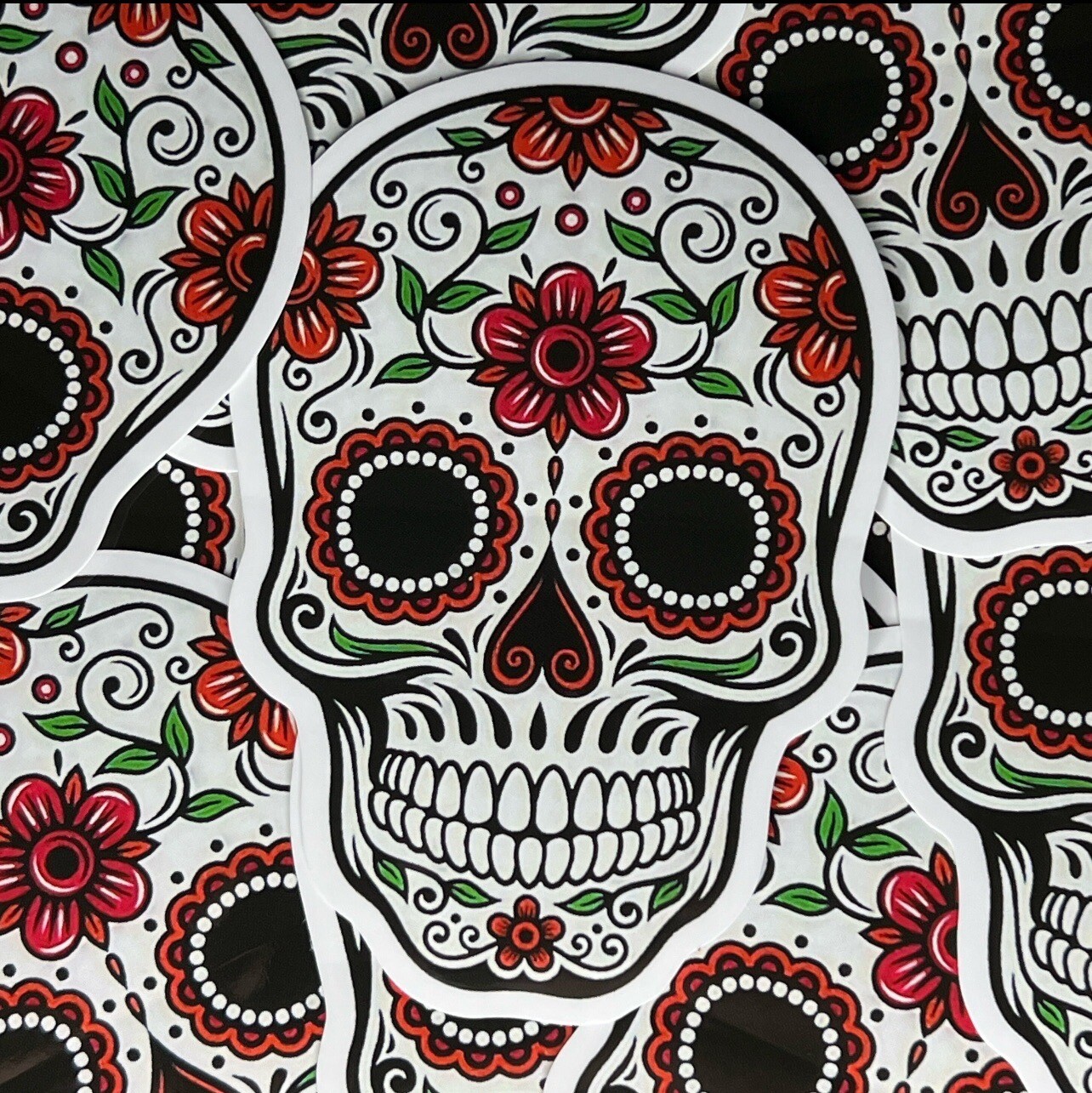 Sugar Skull Vinyl Sticker Dia De Los Muertos Vinyl Sticker 4 Inches