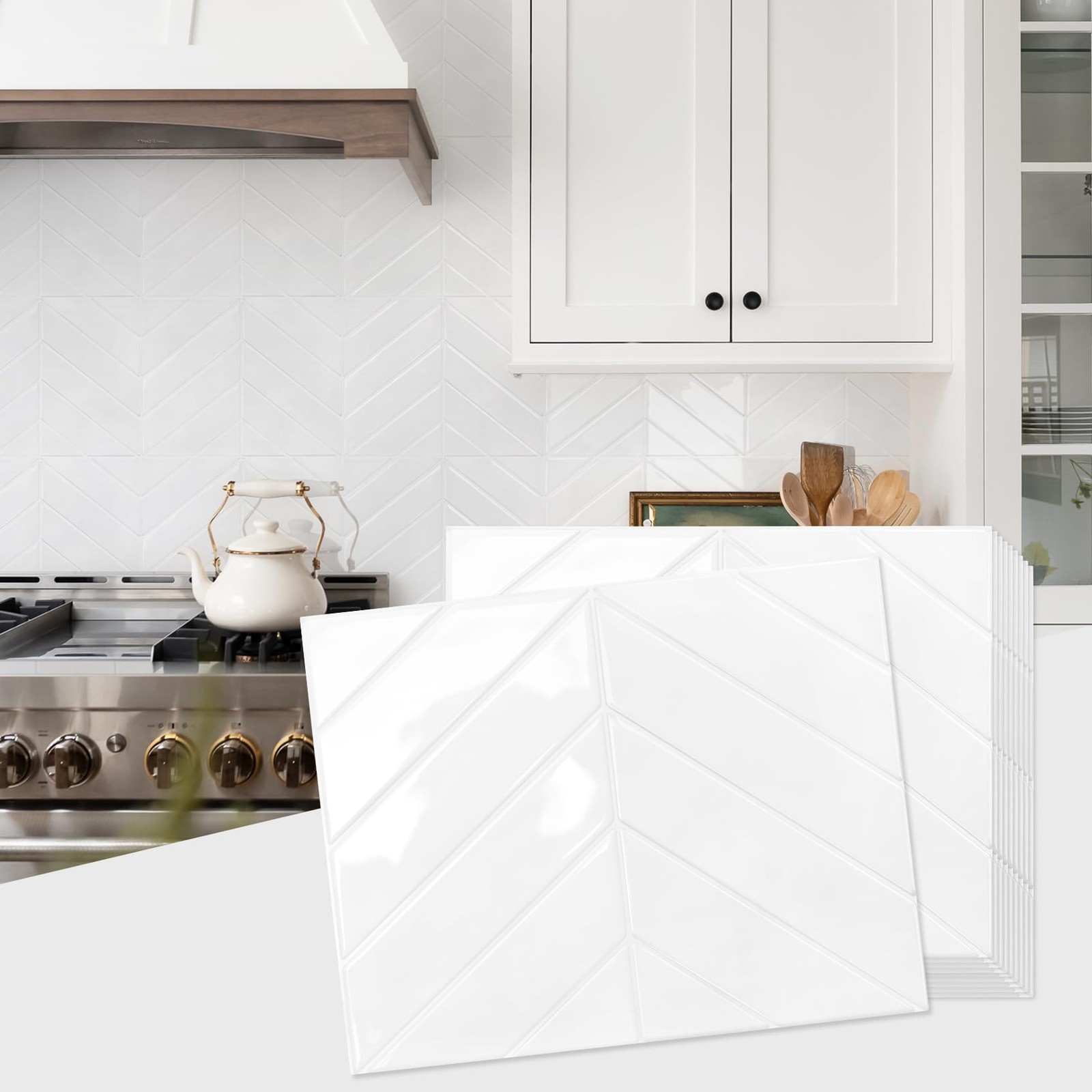 10 Sheets Thicker Herringbone Peel and Stick Backsplash, 12.6”×9.7” Stick on …