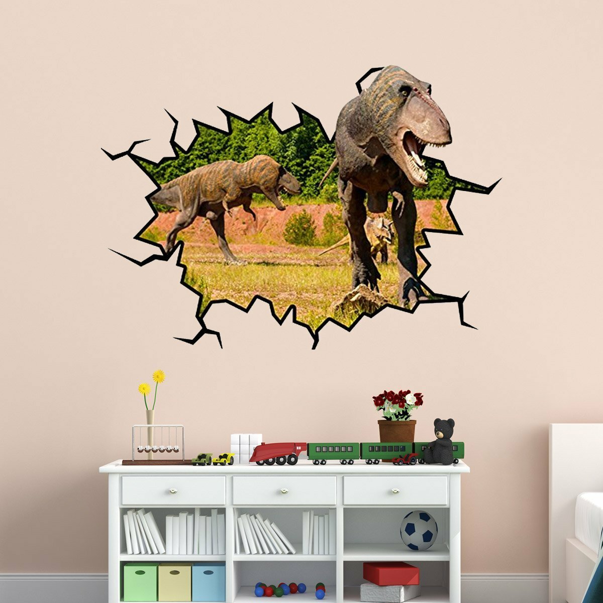 3D T-Rex Wall Crack Peel and Stick Vinyl Wall Decal VWAQ – WC18