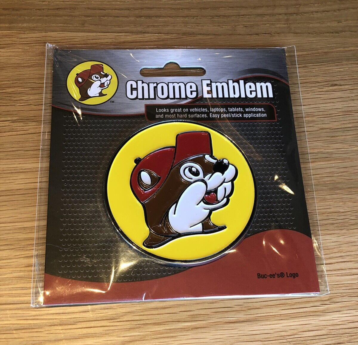 Buc-ee's Logo – Adhesive Chrome Emblem Vehicles Laptops 3 inch diameter