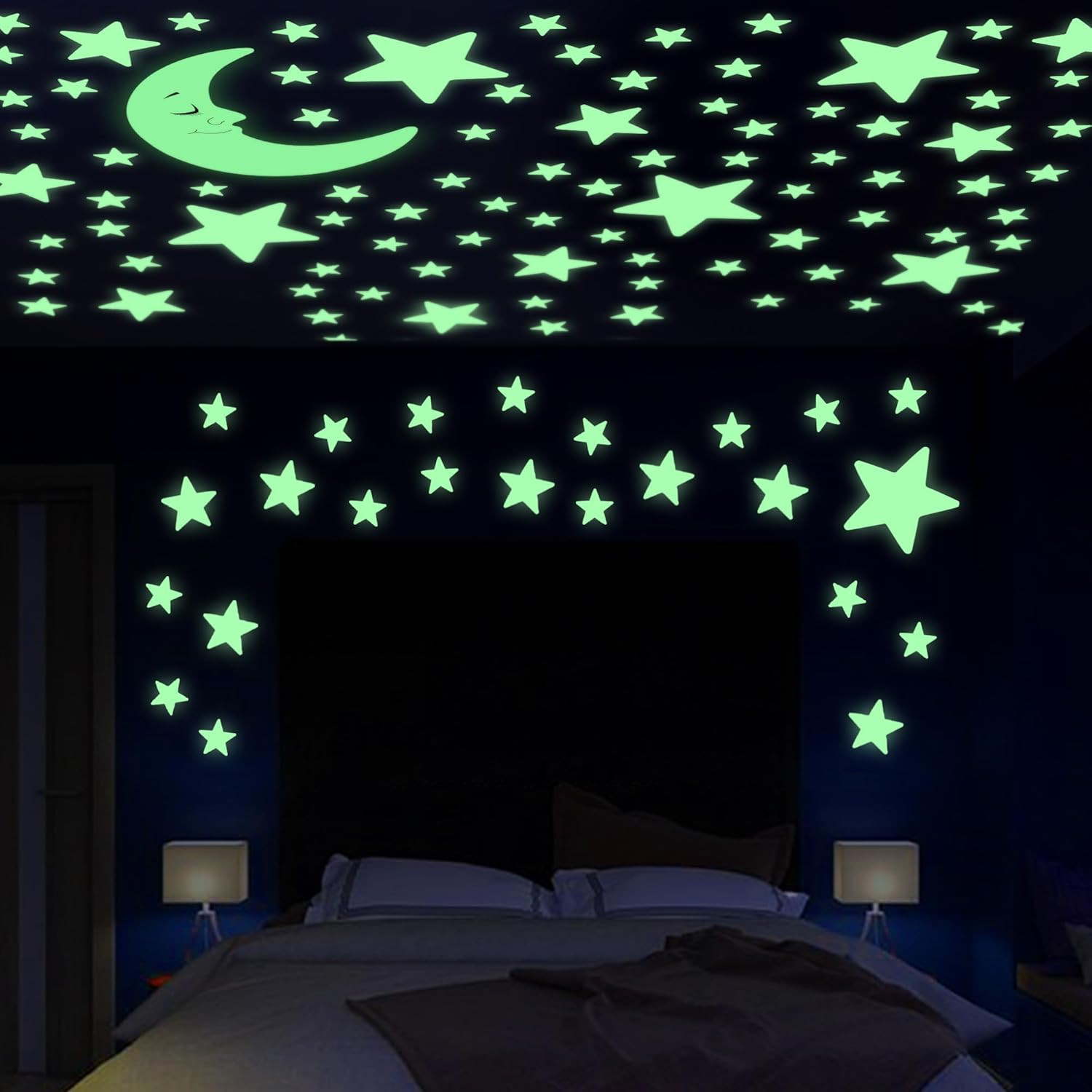 241PCS Glow in the Dark Stars Stickers for Ceiling Wall Room Decor – Green