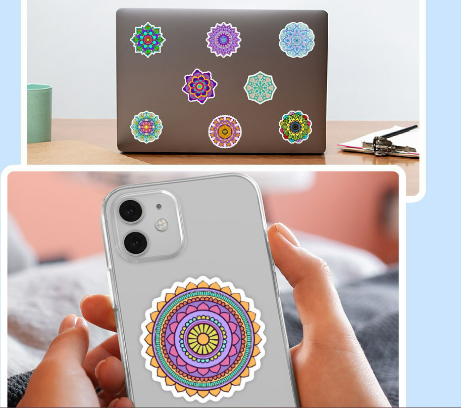 50 Pcs Stickers Mandala Boho Symbol Flowers Luggage Skateboard Laptop Car Vinyl