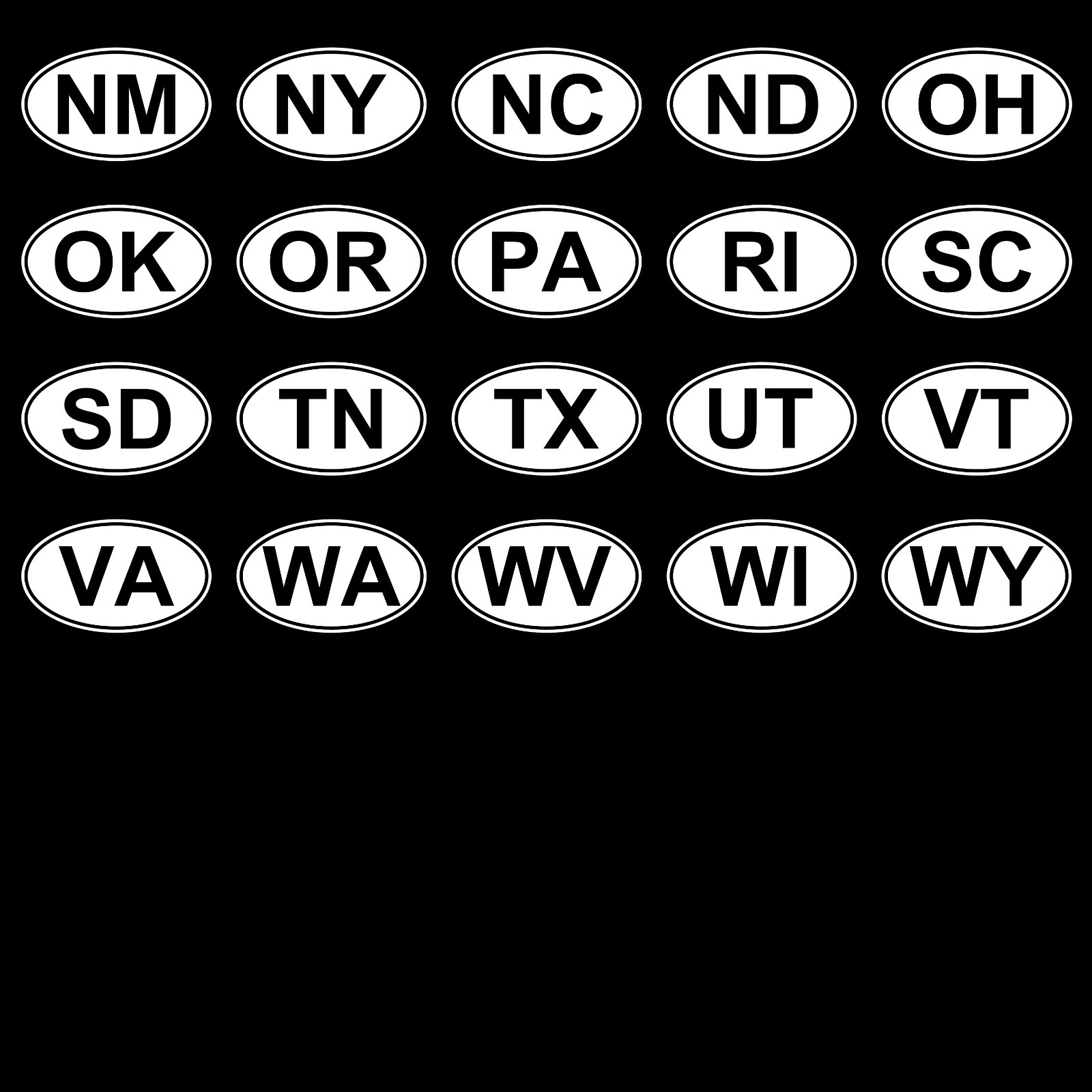 STATE OVAL Decal Sticker ALL 50 STATES to choose from hunt fish rzr run ovals