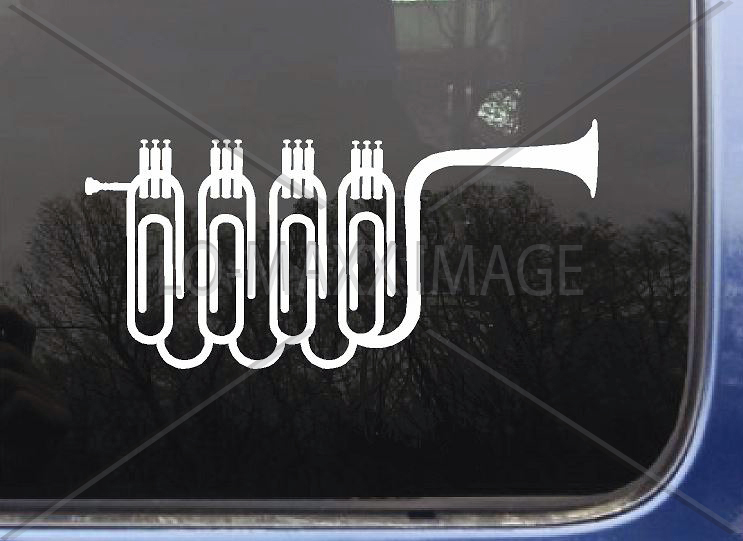 Impossible Paper clip Trumpet Horn Various Colors & Sizes Die Cut Vinyl Decal