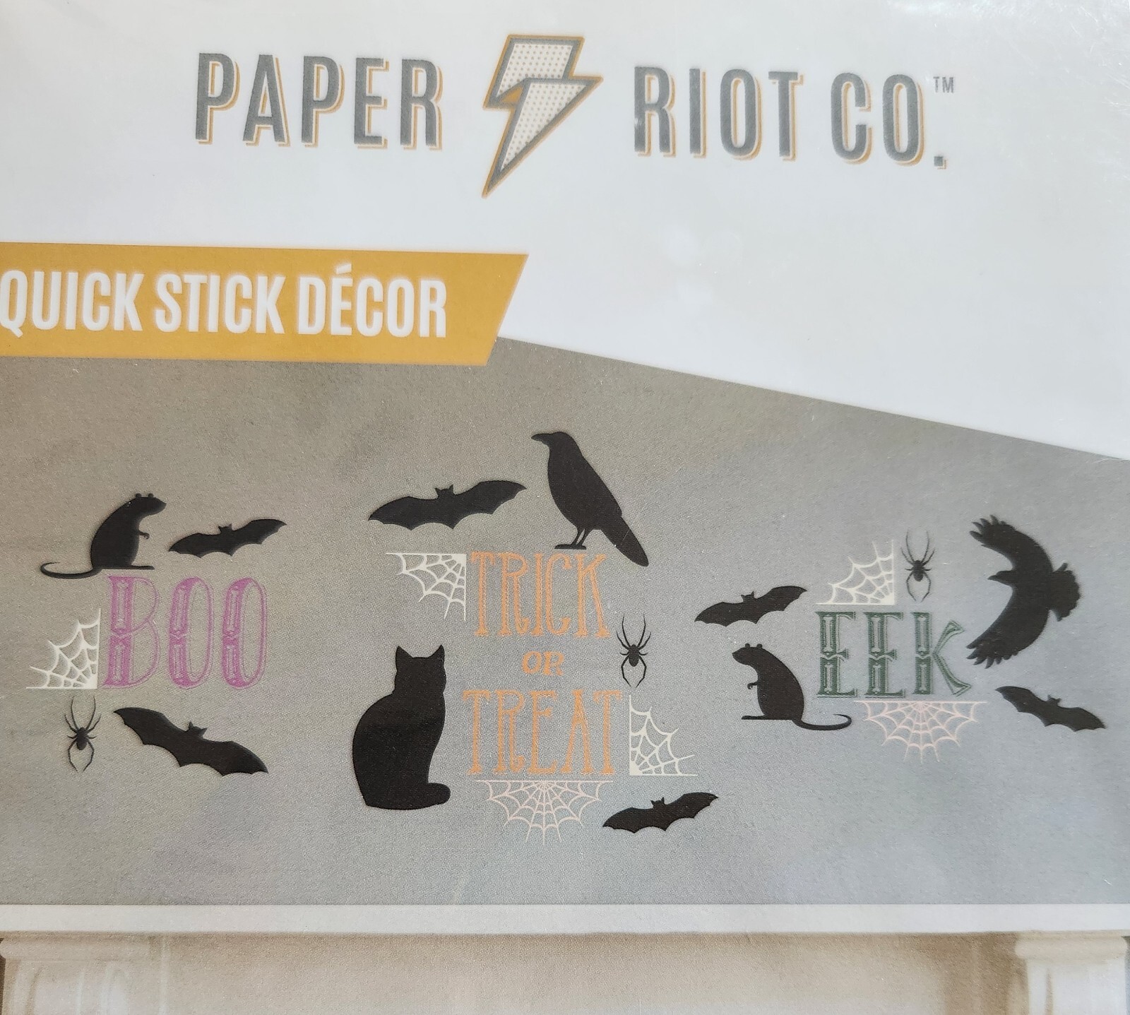 Paper Riot HALLOWEEN Peel & Stick Wall Decals Gothic Bats Rat Crow Spiderweb