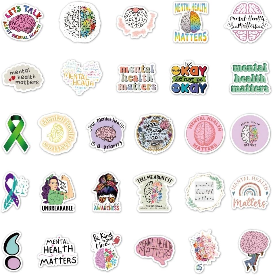 100 pcs Mental Health Stickers Decals, Mental Health Awareness Stickers