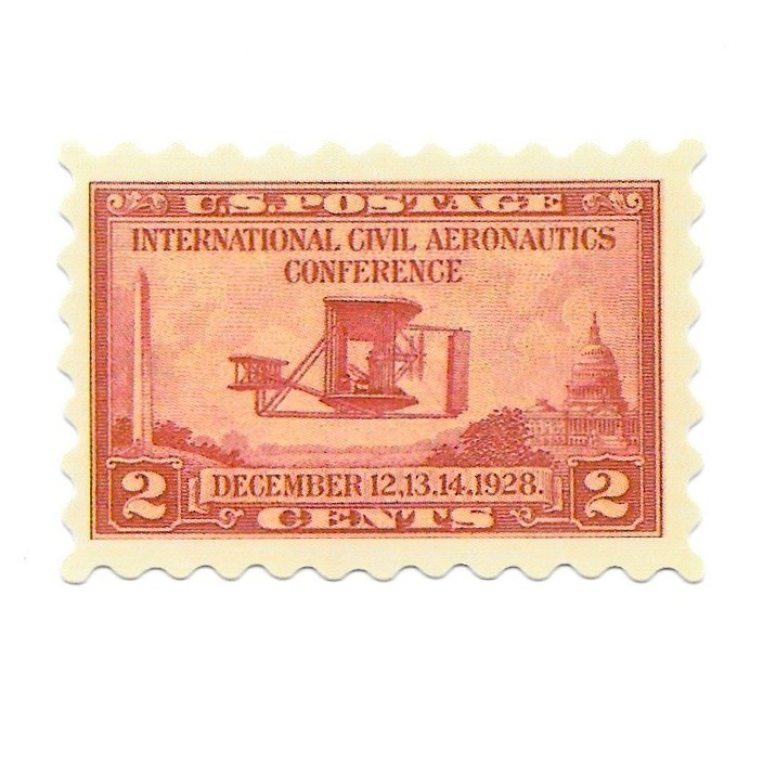 Vintage US Postage Stamp Sticker Wright Flyer 1928 Aeronautics Conference 2 Cent