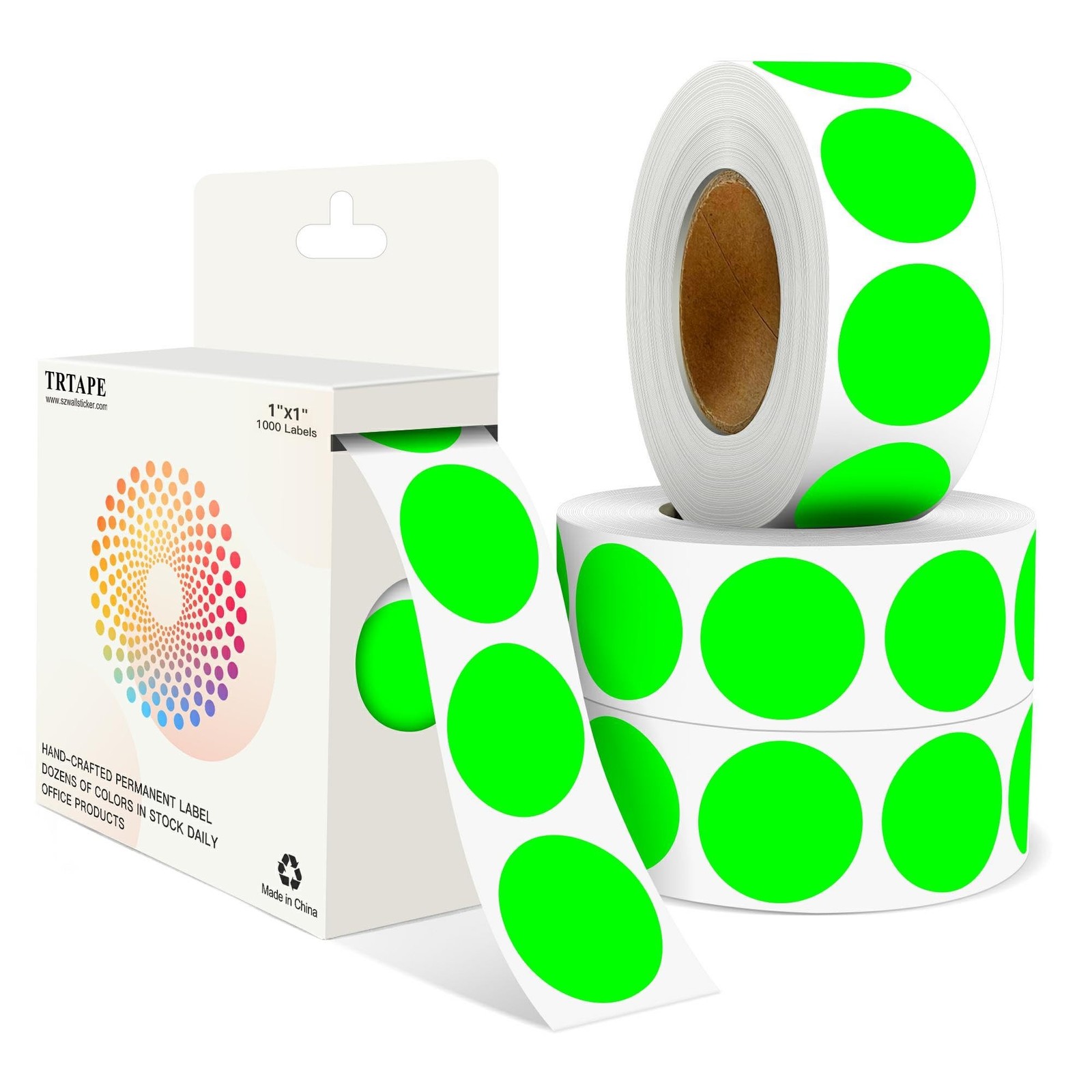 Fluorescent Green 1 Inch Round Color Coding Labels with 4000 Dots, 4 Rolls – …