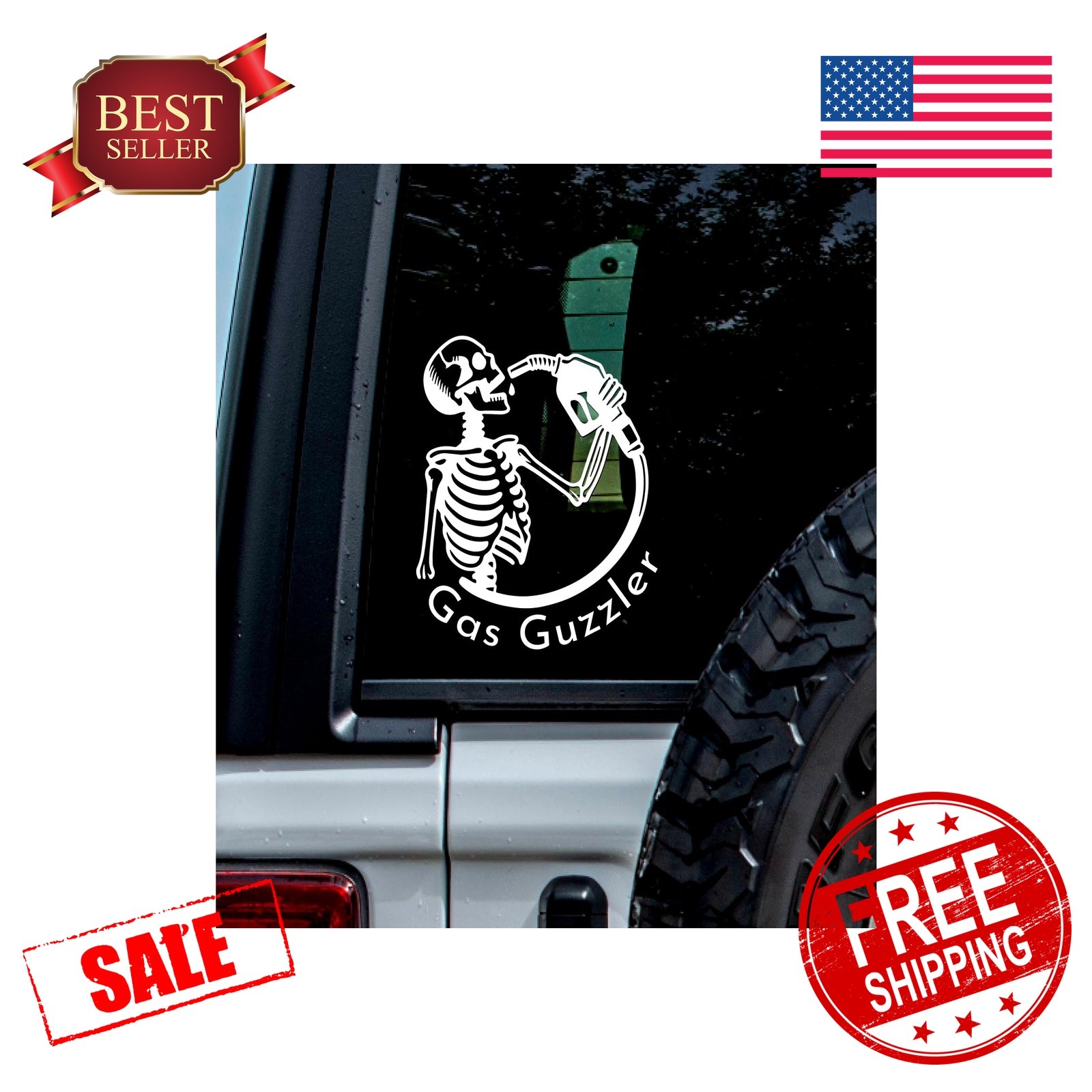 925 Mart 2pc White 5.6"x6.3" Skeleton Sticker