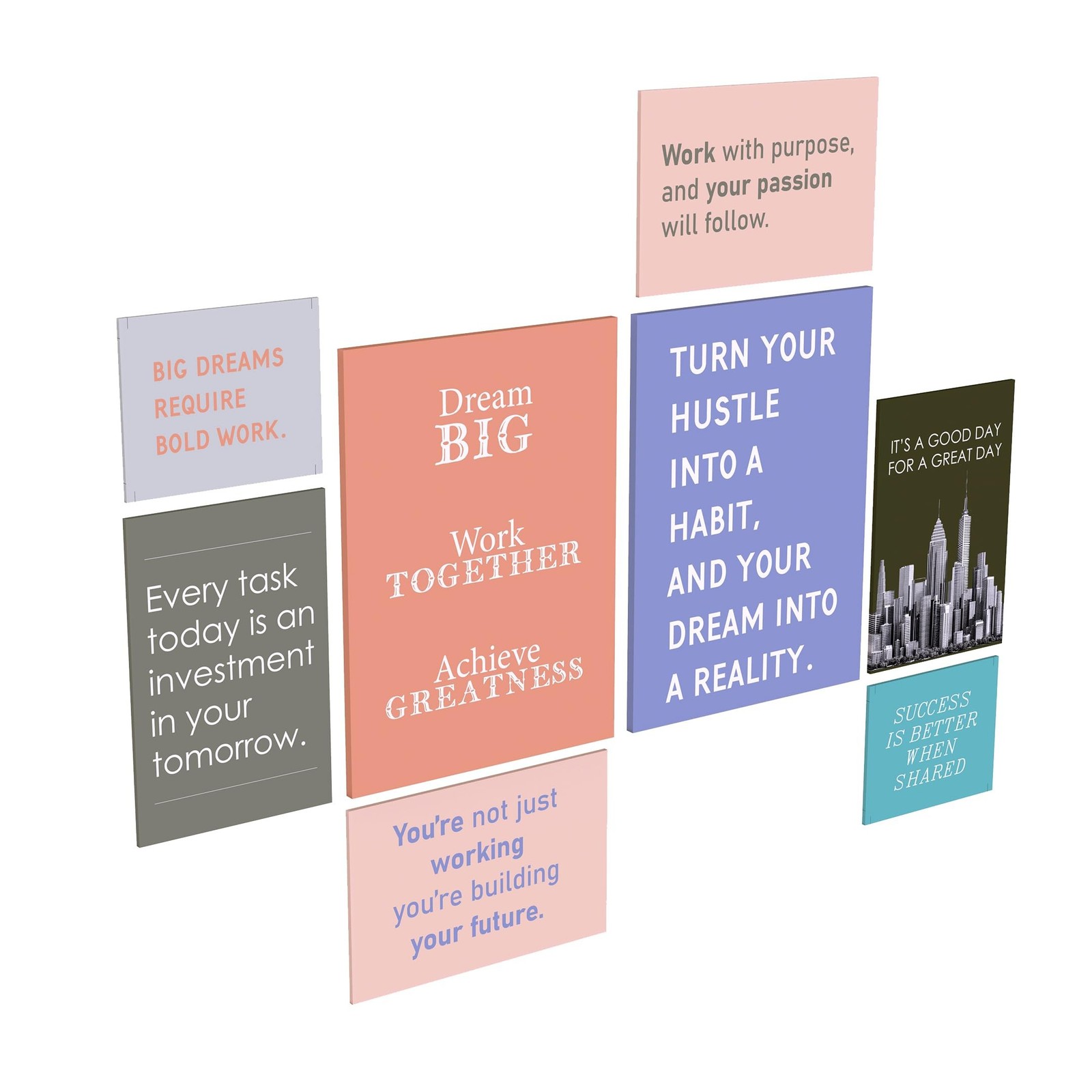 Office Wall Decor Set of 8 – Motivational Teamwork Office Wall Art Canvas