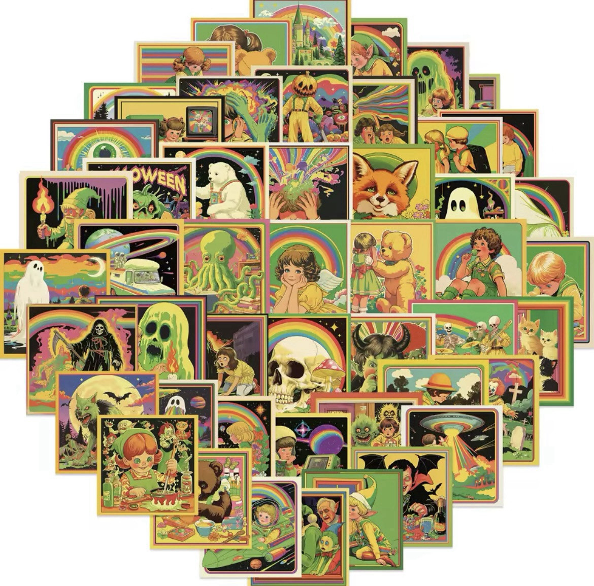 Retro Comic Horror Stickers 50pk Classic Horror Mixed Retro Fun Random Stickers