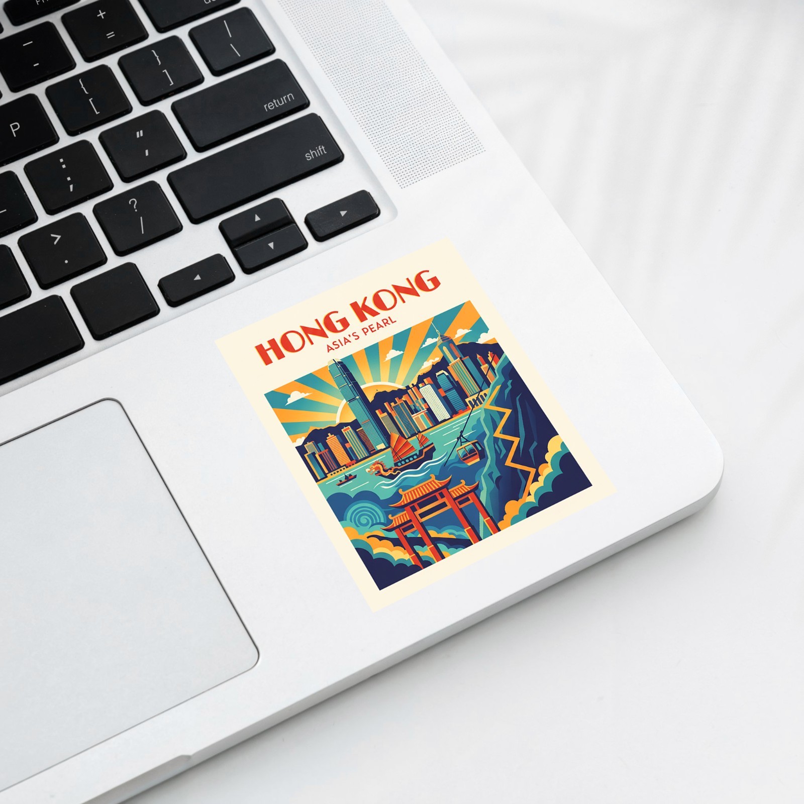 Hong Kong Vintage Travel Sticker Die Cut Waterproof Souvenir Laptop Decal