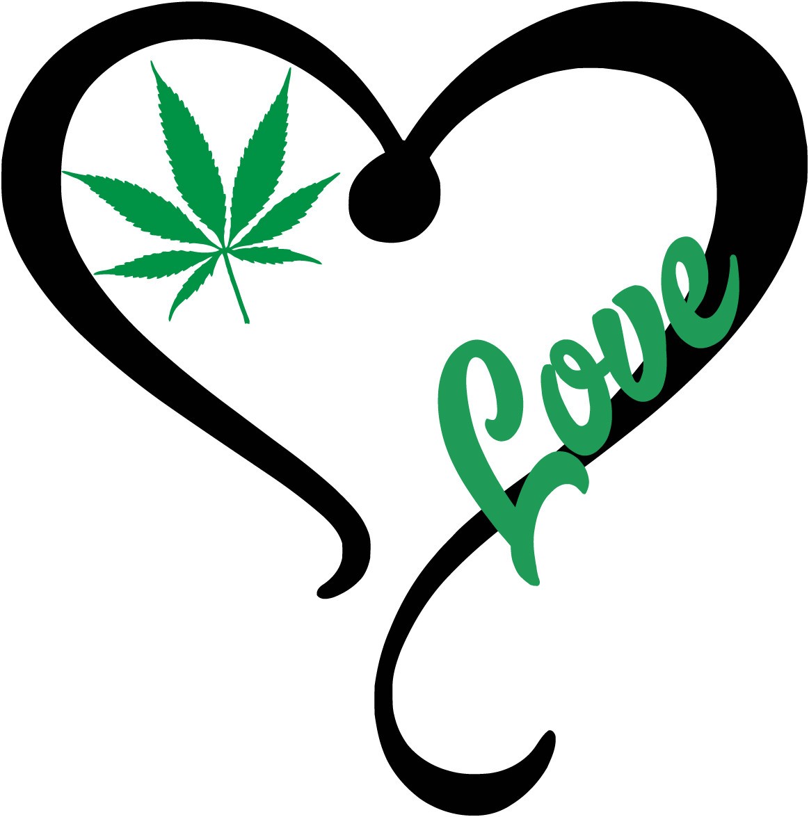 Love Weed Decal Sticker: Heart Cannabis Design – 6230