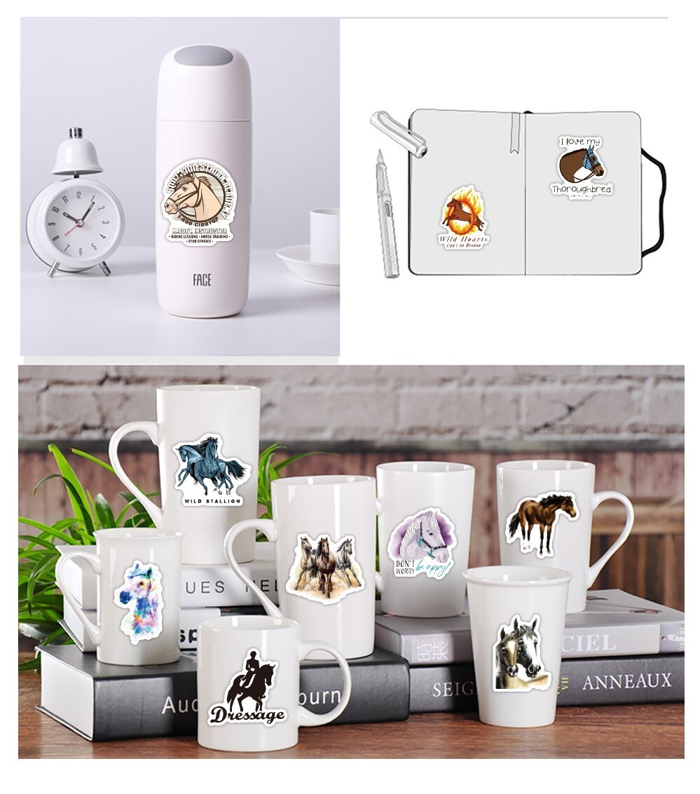 100pcs HORSE Stickers, Horse Merch,Water Bottle Laptop No Residue Stickers, #092
