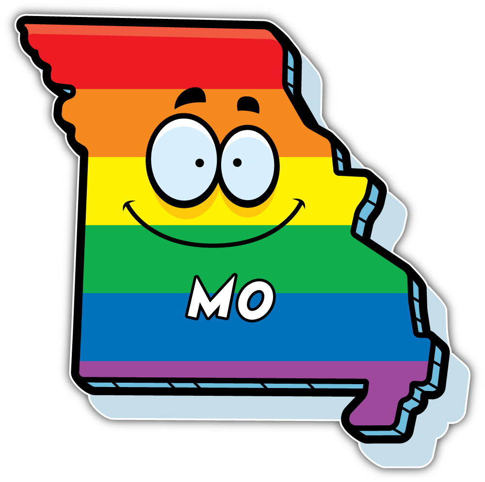 Missouri USA State Smiley Map Rainbow LGBT Flag Car Bumper Sticker Decal "SIZES"