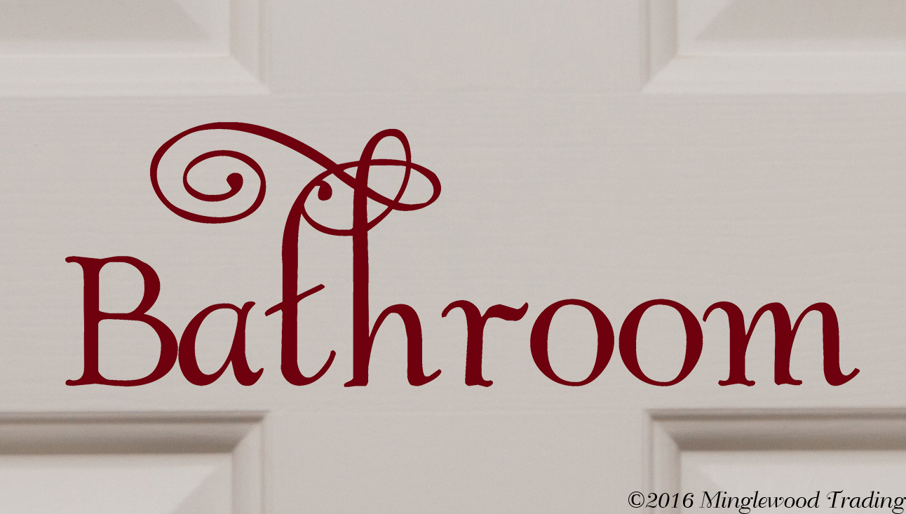 BATHROOM Vinyl Sticker – Home Wall Restoom Toilet Door Decor – Die Cut Decal