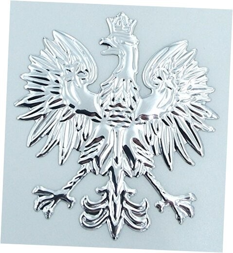 Poland, Polish Eagle Chrome Silver Finish Decal Emblem 3D Sticker car Bike
