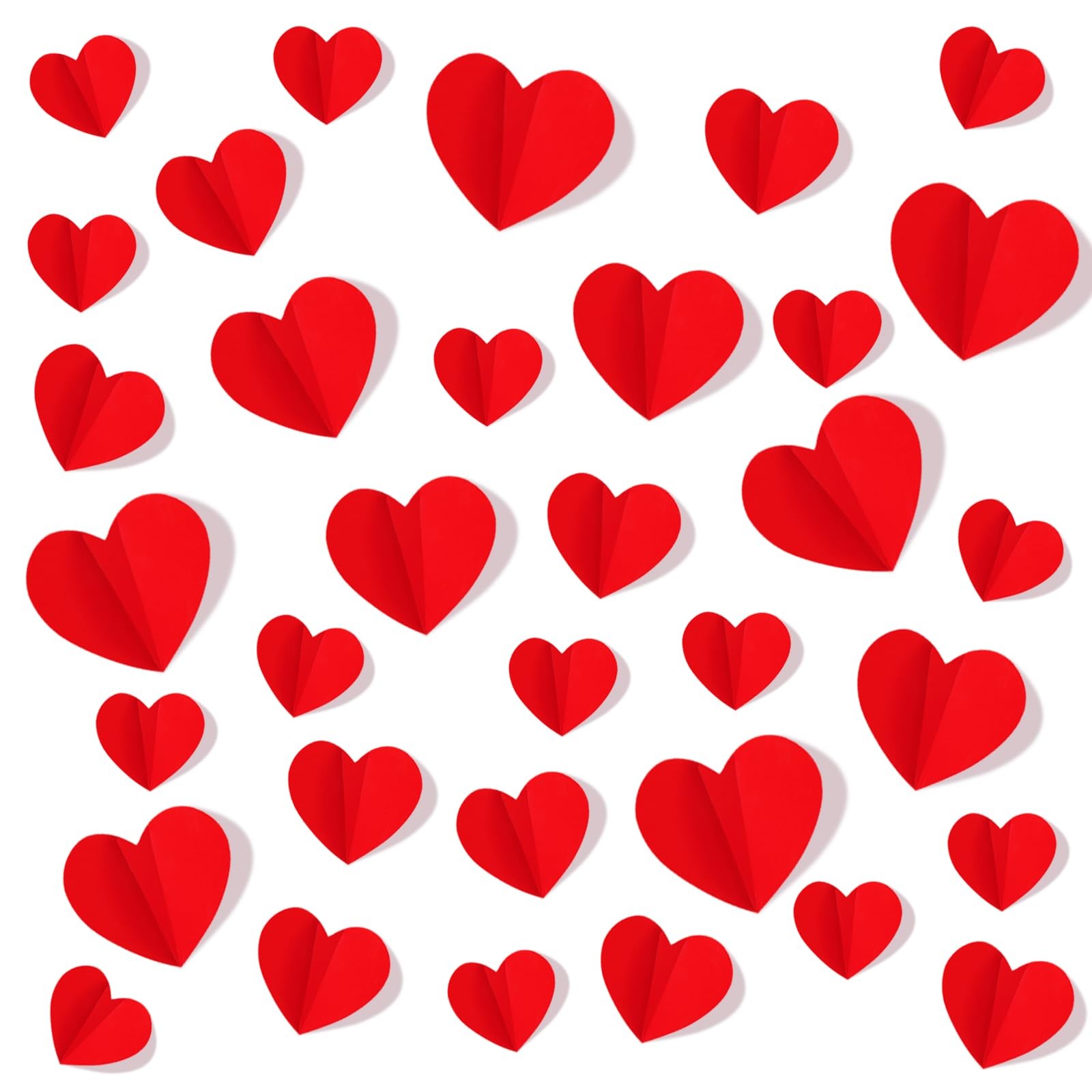 100 PCS 3D Heart Valentines Day Wall Stickers,Waterproof Removable Heart Wall…