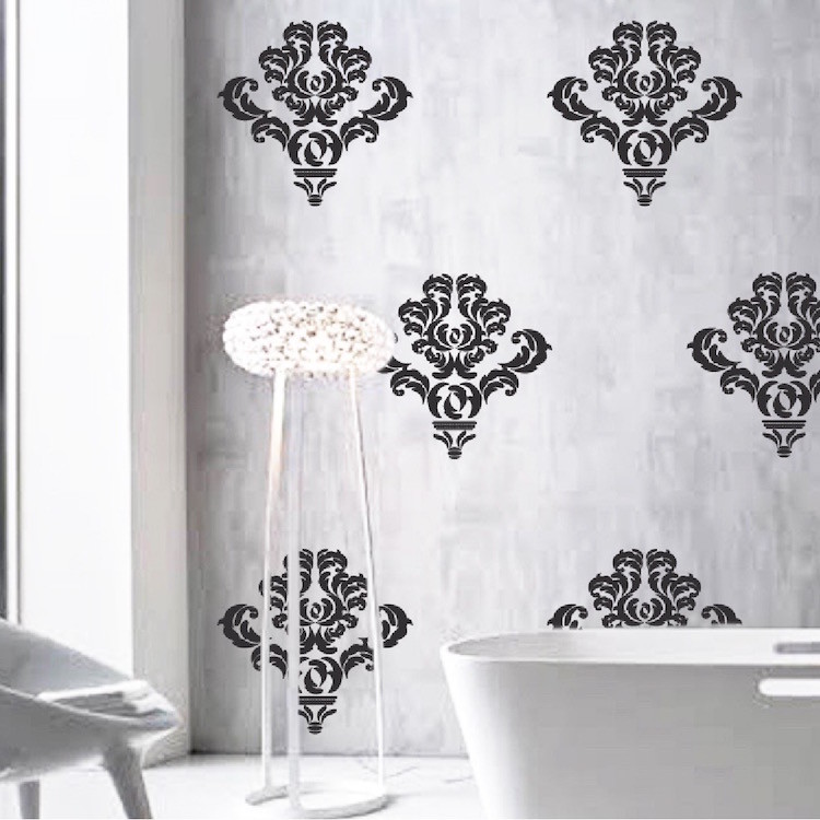 Damask Wall Accent Stickers Pattern Wallpaper Fancy Abstact Vinyl Design, e18