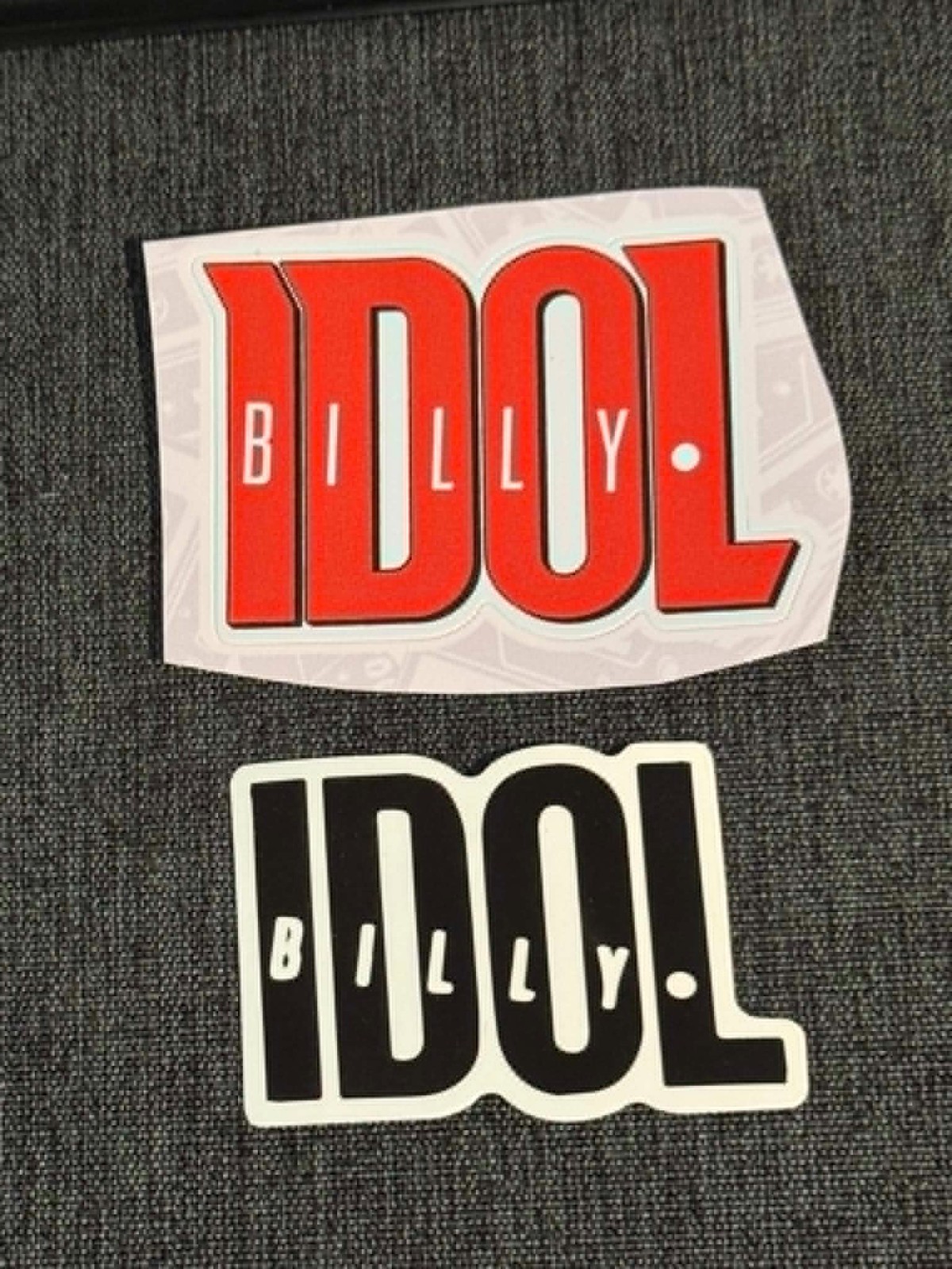 Lot (2) BILLY IDOL 1 1/2" to 2 3/4" Band Logo STICKERS Black Red FAST! FREE!