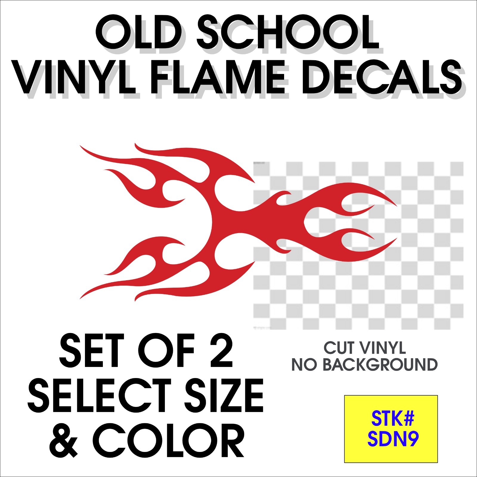 Old School Vinyl Flame Decals / Pinstripe ( set of 2 ) – STK# SDN9