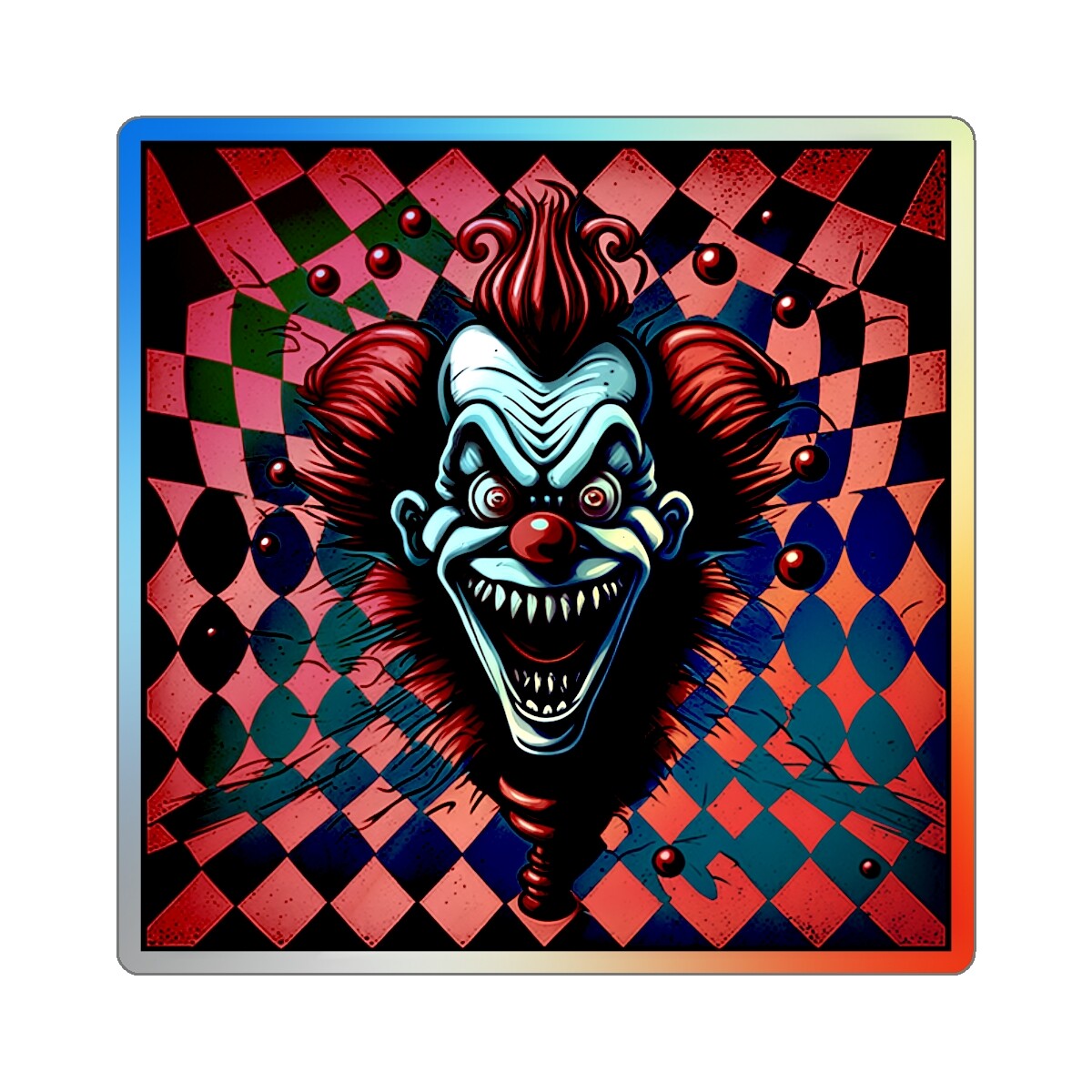 Holographic Sticker Horror Clown Scary Monster Art Halloween Insane Halloween