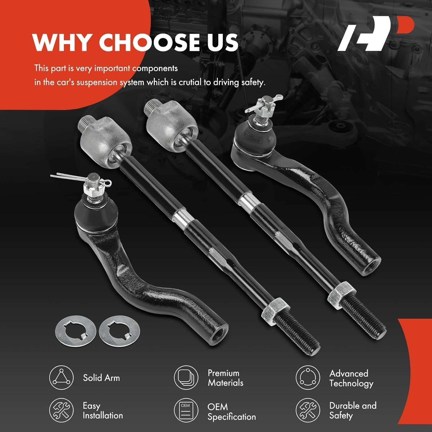 Set of 4 Front Inner and Outer Tie Rod End Kit for Honda CR-V CRV 2017-2023 Gas