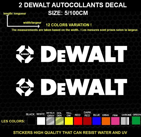 2 Dewalt Decorative Stickers – Vehicles & Accessories, 2 Piece Set