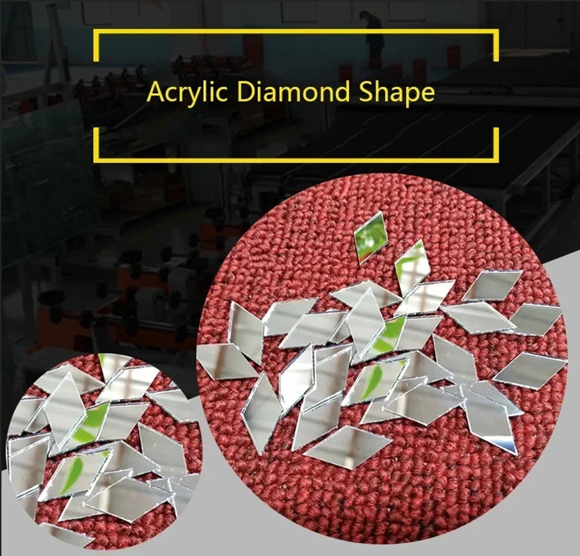 Self-adhesive Mirror Mosaic 100pcs of Acrylic Circular Heart-shaped Diamond Home
