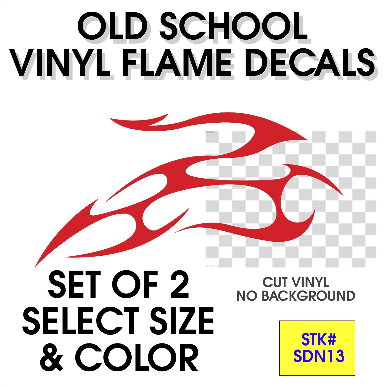 Old School Vinyl Flame Decals / Pinstripe ( set of 2 ) – STK# SDN13