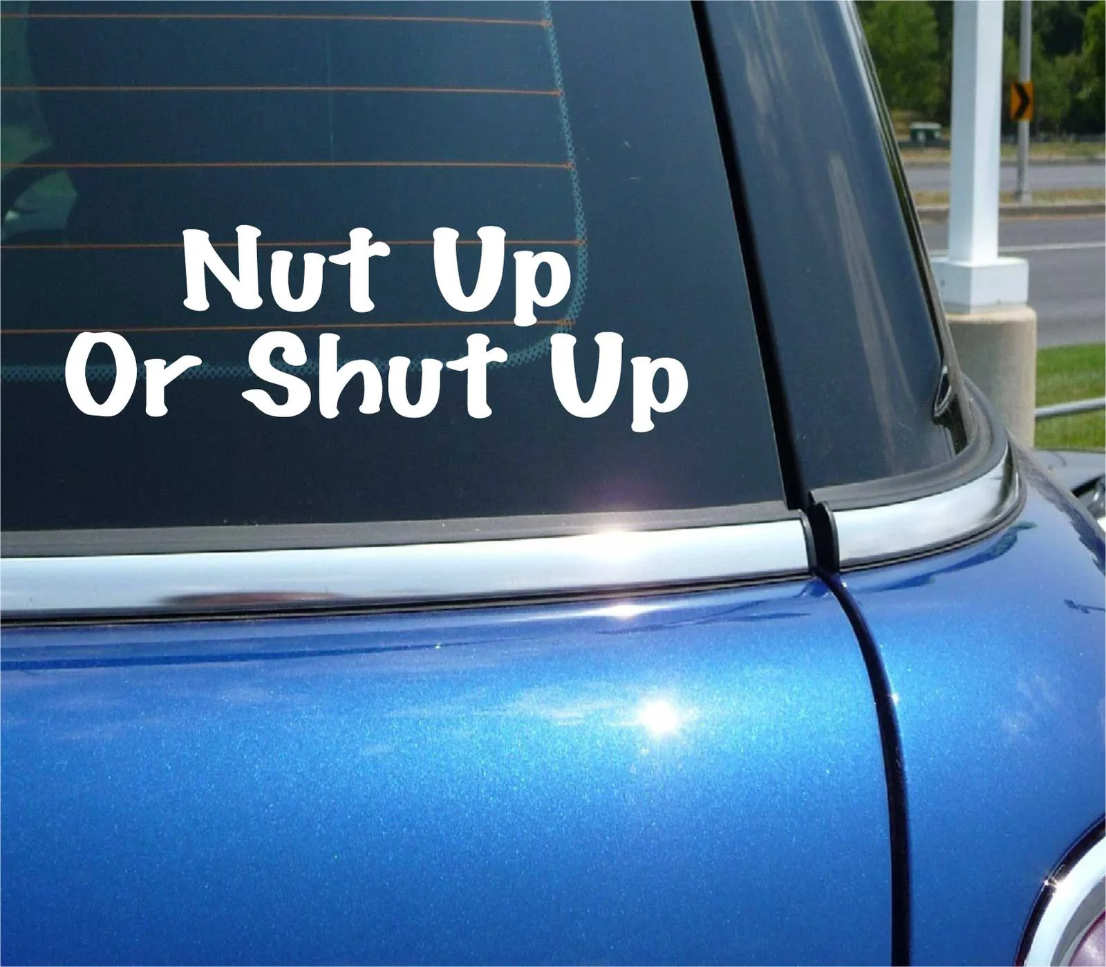 NUT UP OR SHUT UP DECAL STICKER FUNNY TOUGH IT OUT ENDURE WORK OUT GYM CAR TRUCK