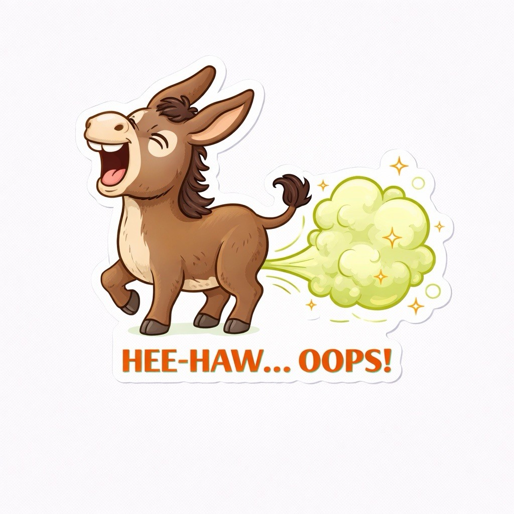 Funny Farm Animal Fart Sticker Set Humor