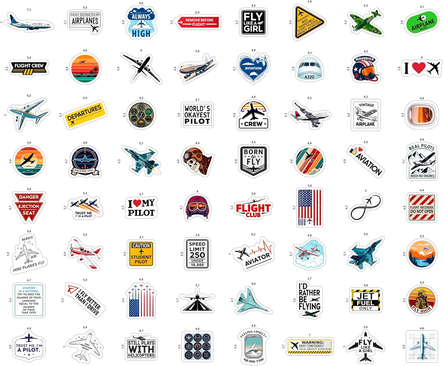 100Pcs Aviation Stickers and Decals Waterproof – Pilot Stickers for Laptop, Airp