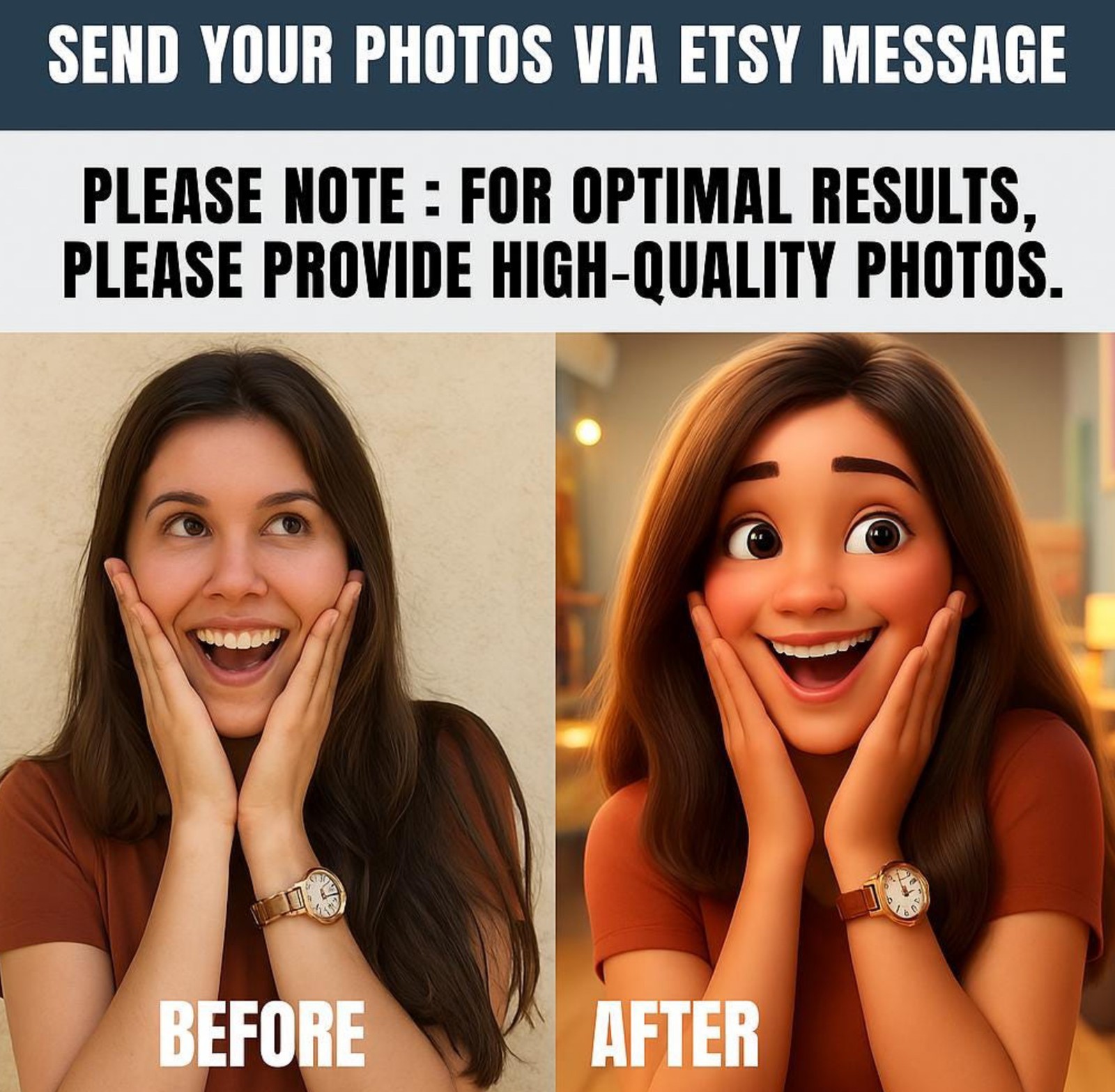 Custom Pixar Style Cartoon Portrait – Personalized Digital Art Couples family