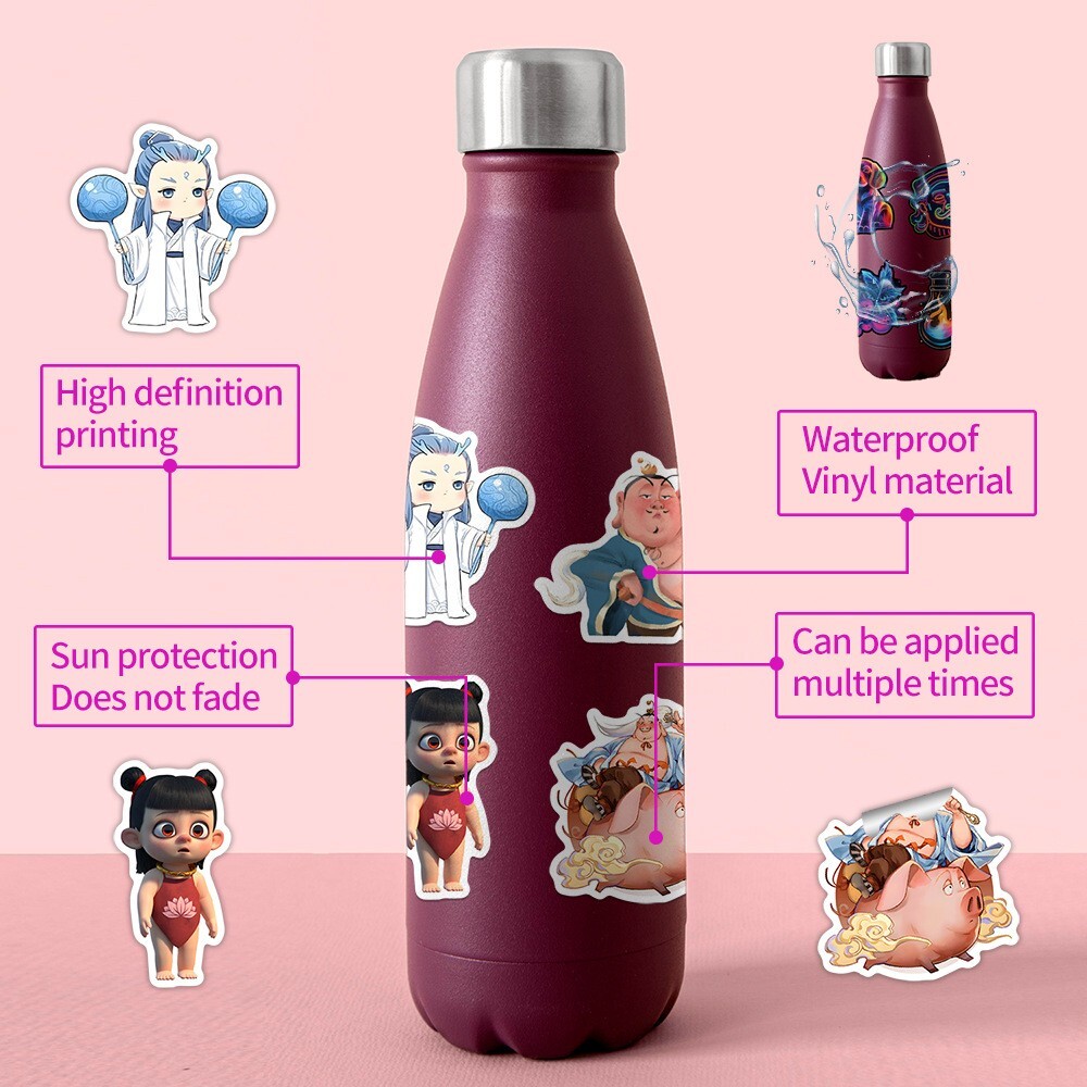 50pcs Waterproof Vinyl Stickers Ne Zha Animation Luggage Phone Laptop Car Window