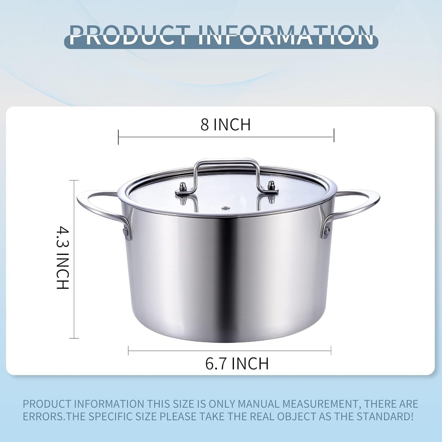 Tri-Ply 3 Quarts Stainless Steel Induction Cooking Pot,Small Stock Pot,Sauce Pot