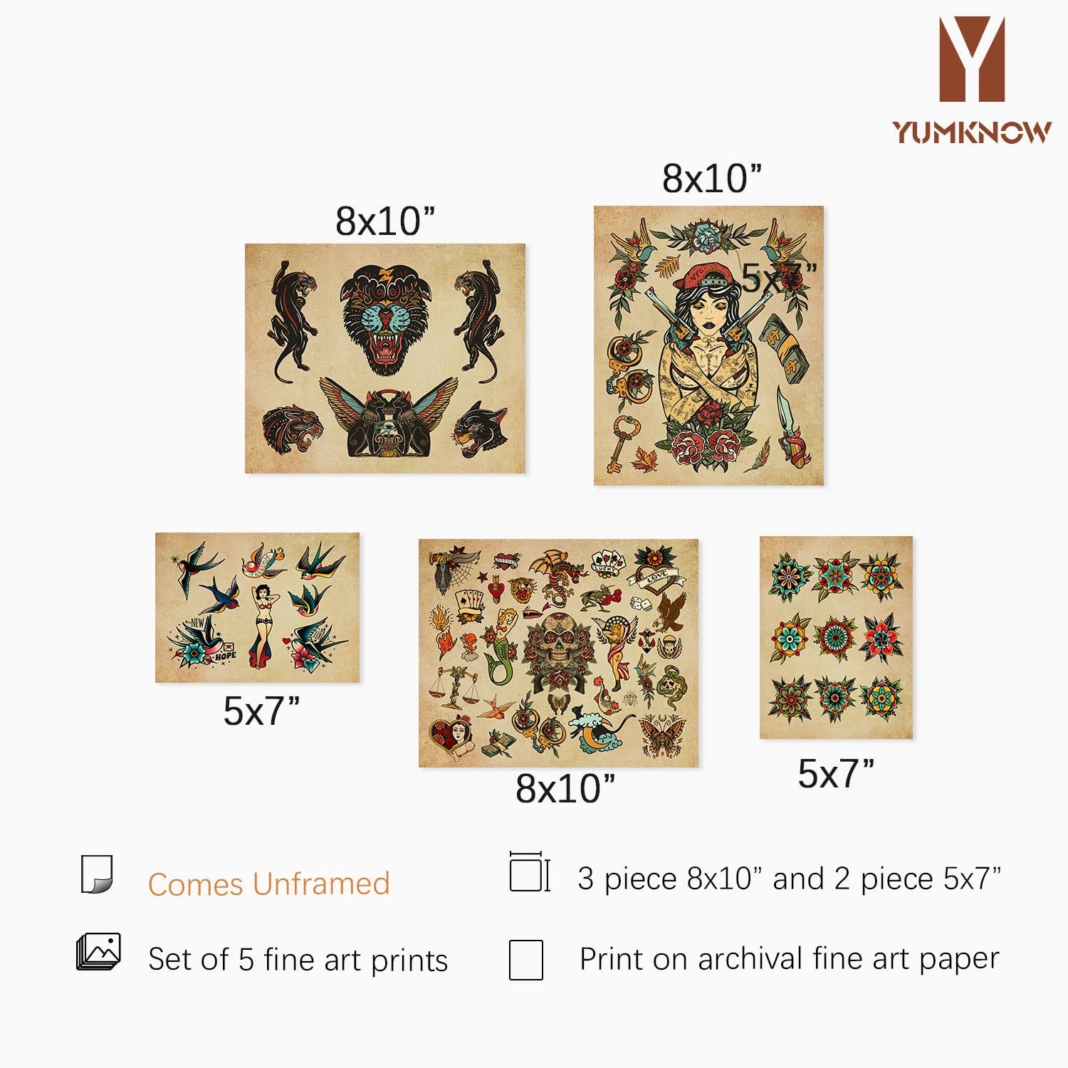 Vintage Tattoo Flash Wall Art & Decor – Gifts for Tattooist – Tattoo Poster P…